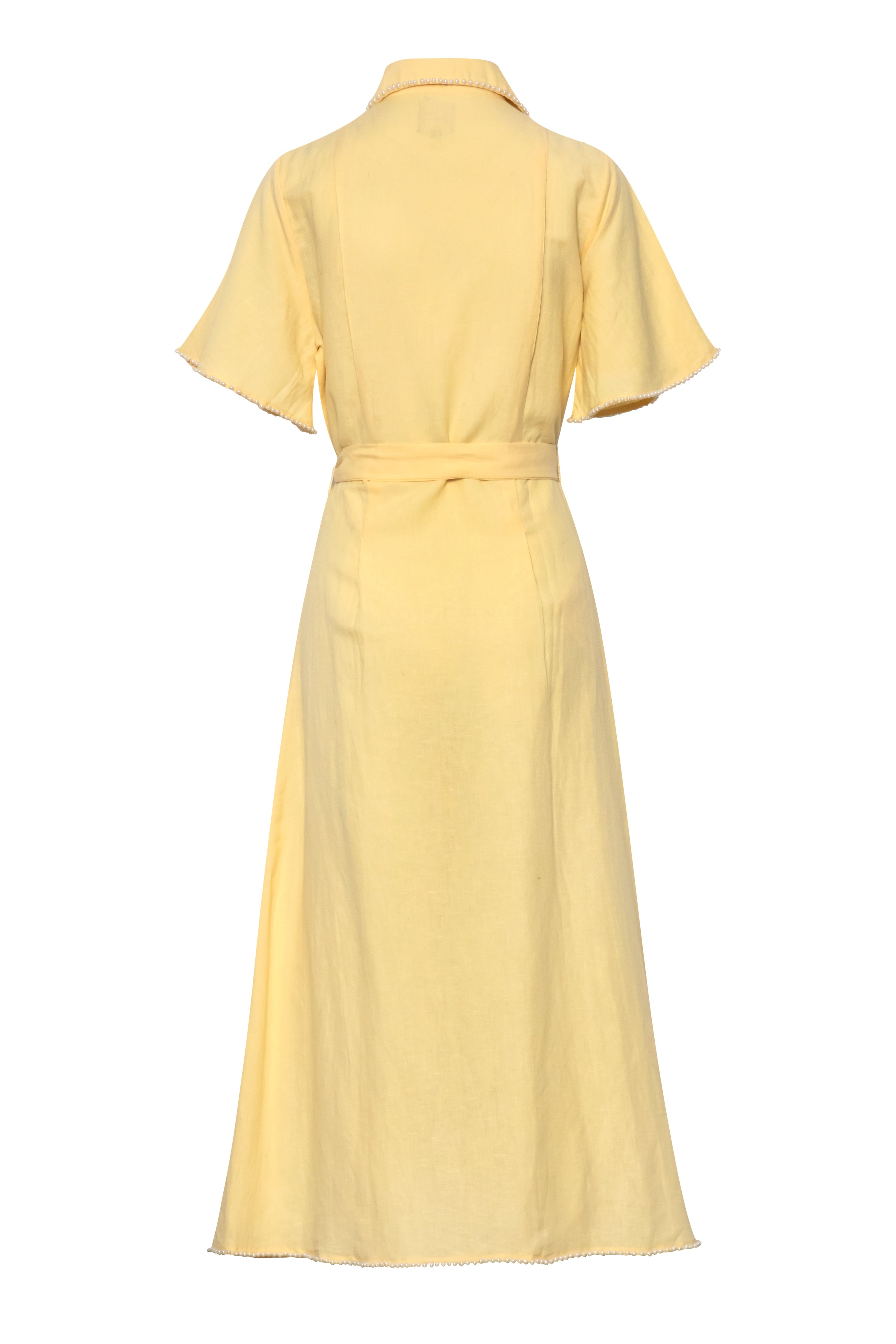 Cafe Au Lait Pearled Dress Butter Yellow