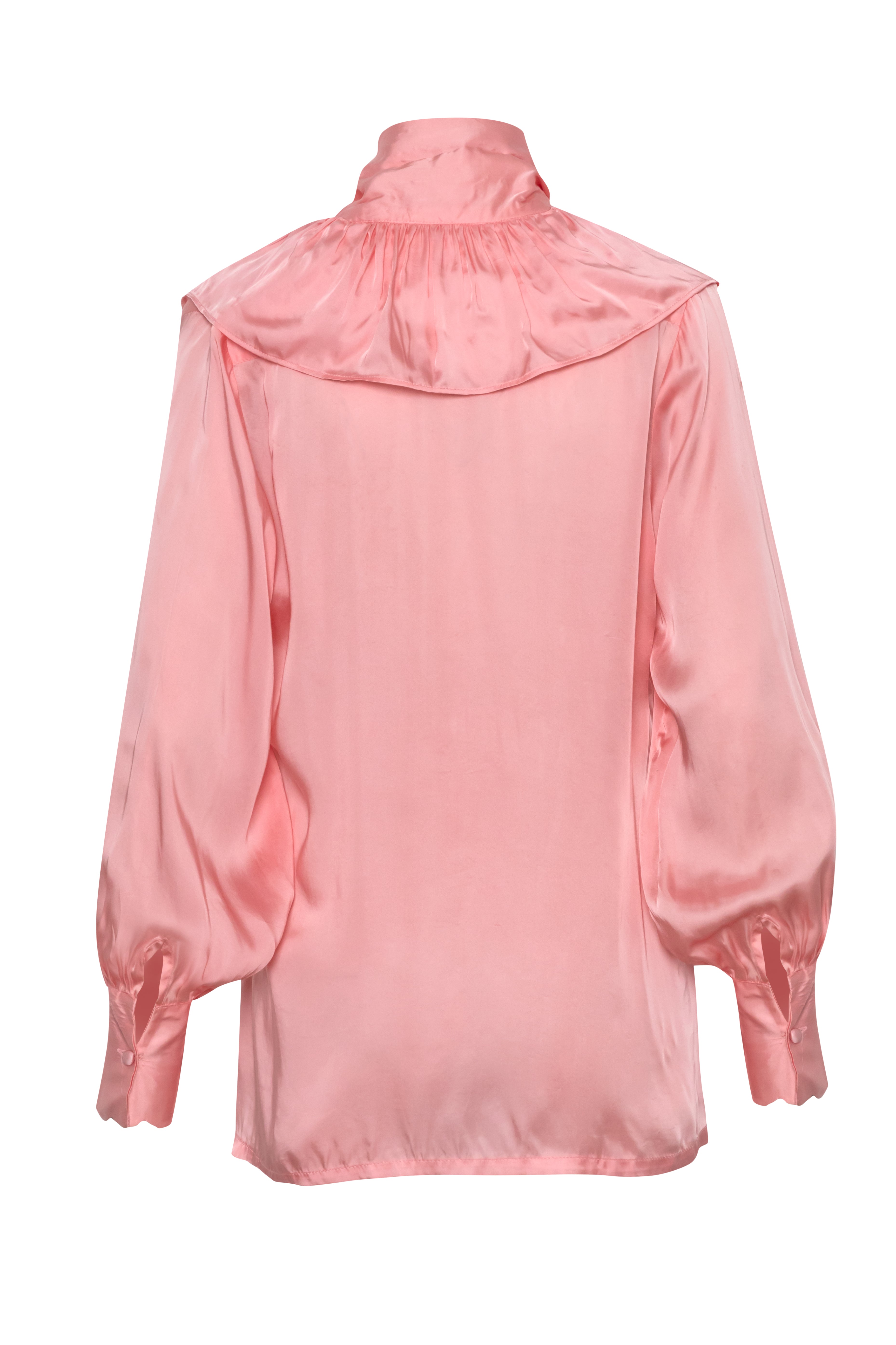 For Rose Vegan Silk Pink Pussy Bow Top