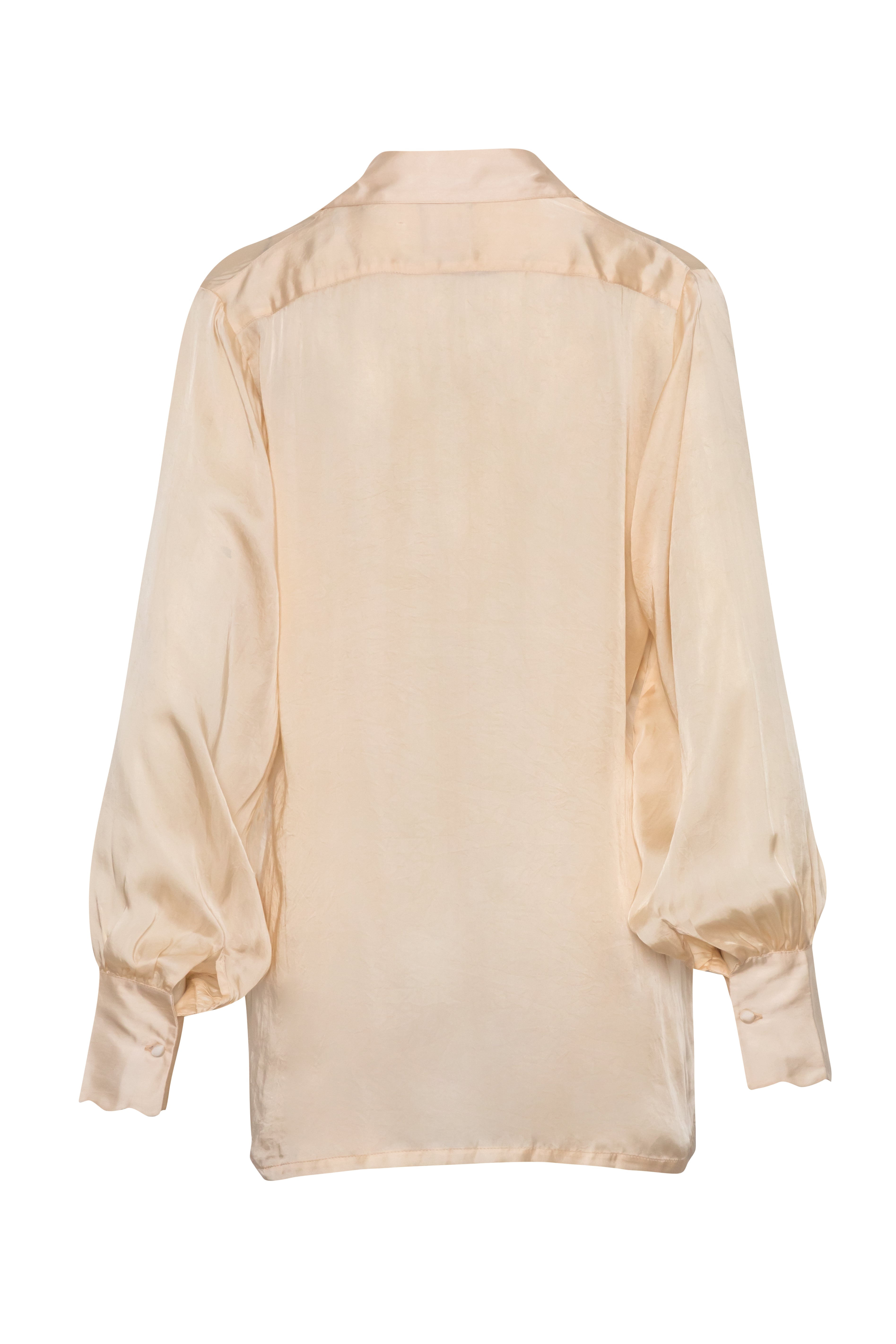 Beige Vegan Silk Waiting Top - Lined Buttons