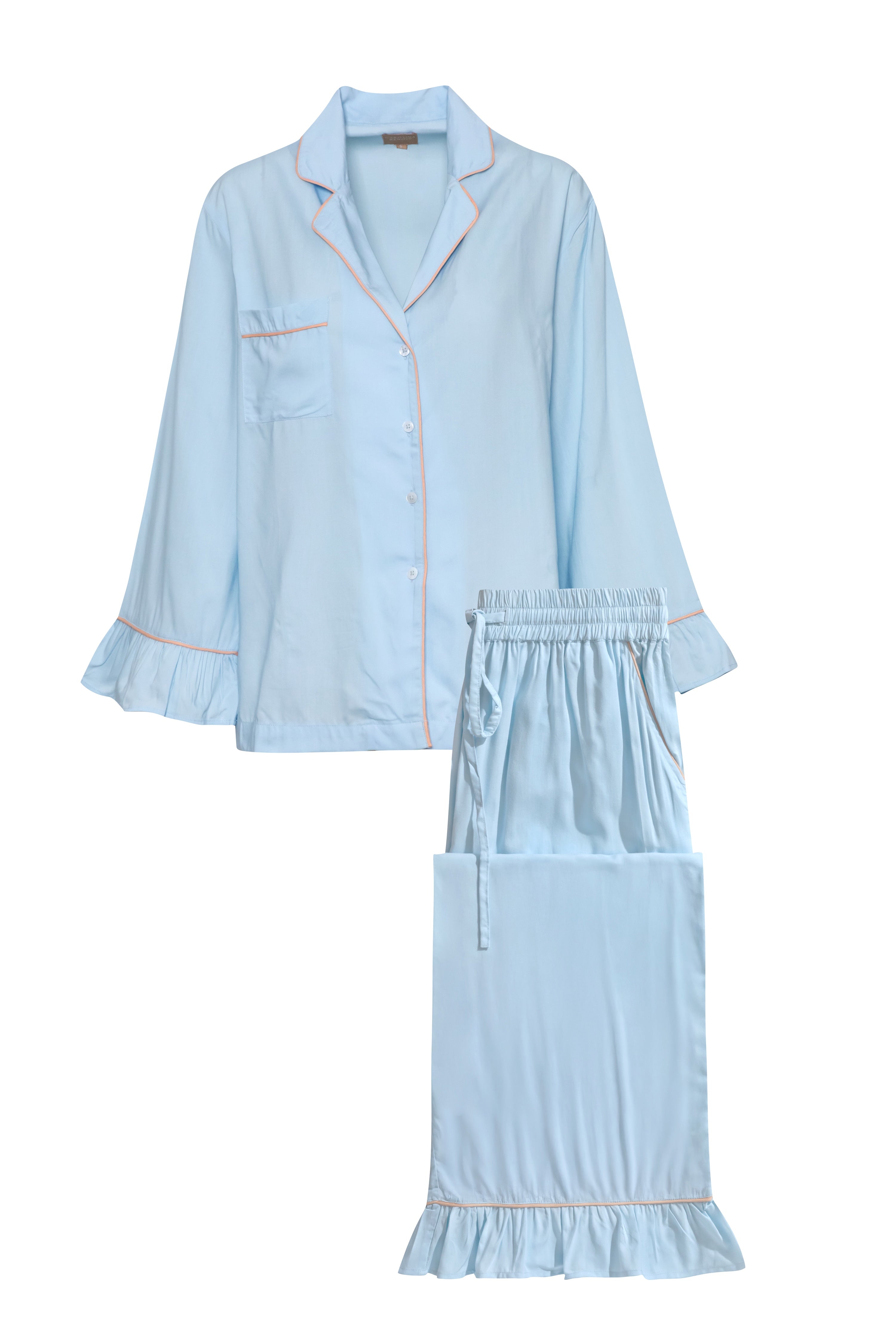 Luxury Bamboo Pajama Set Women | Blue & Beige