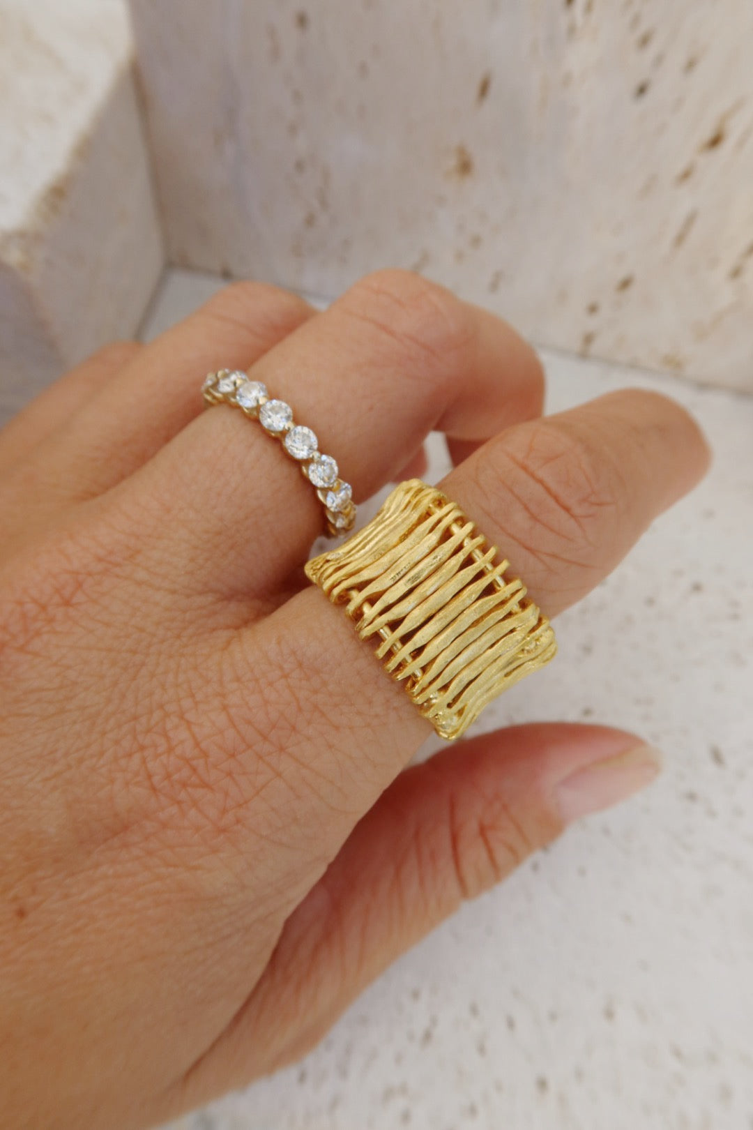 Palitos Cocktail Ring In Gold