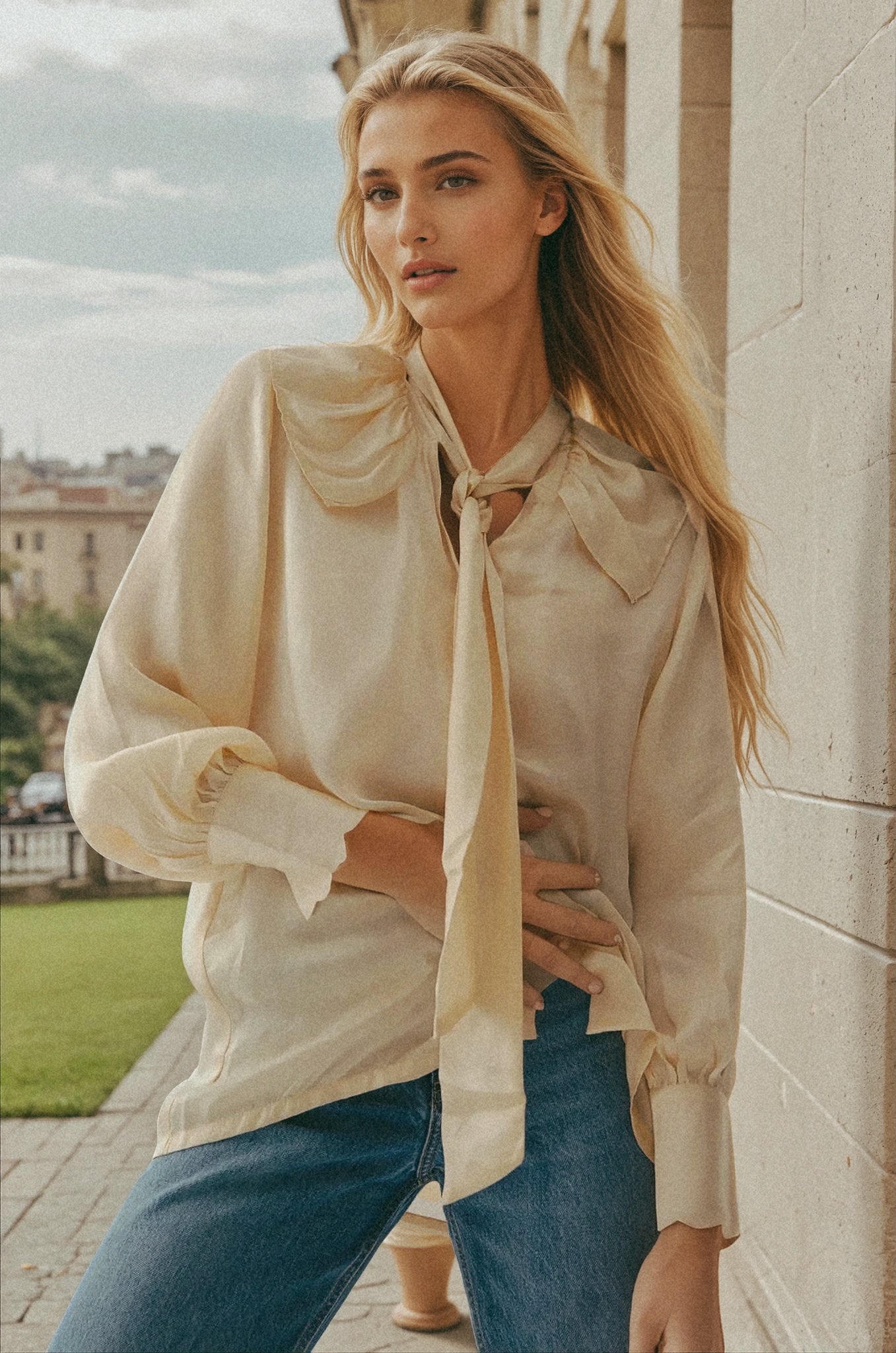 vegan silk top beige office pieces that are stylish, vegan silk, top