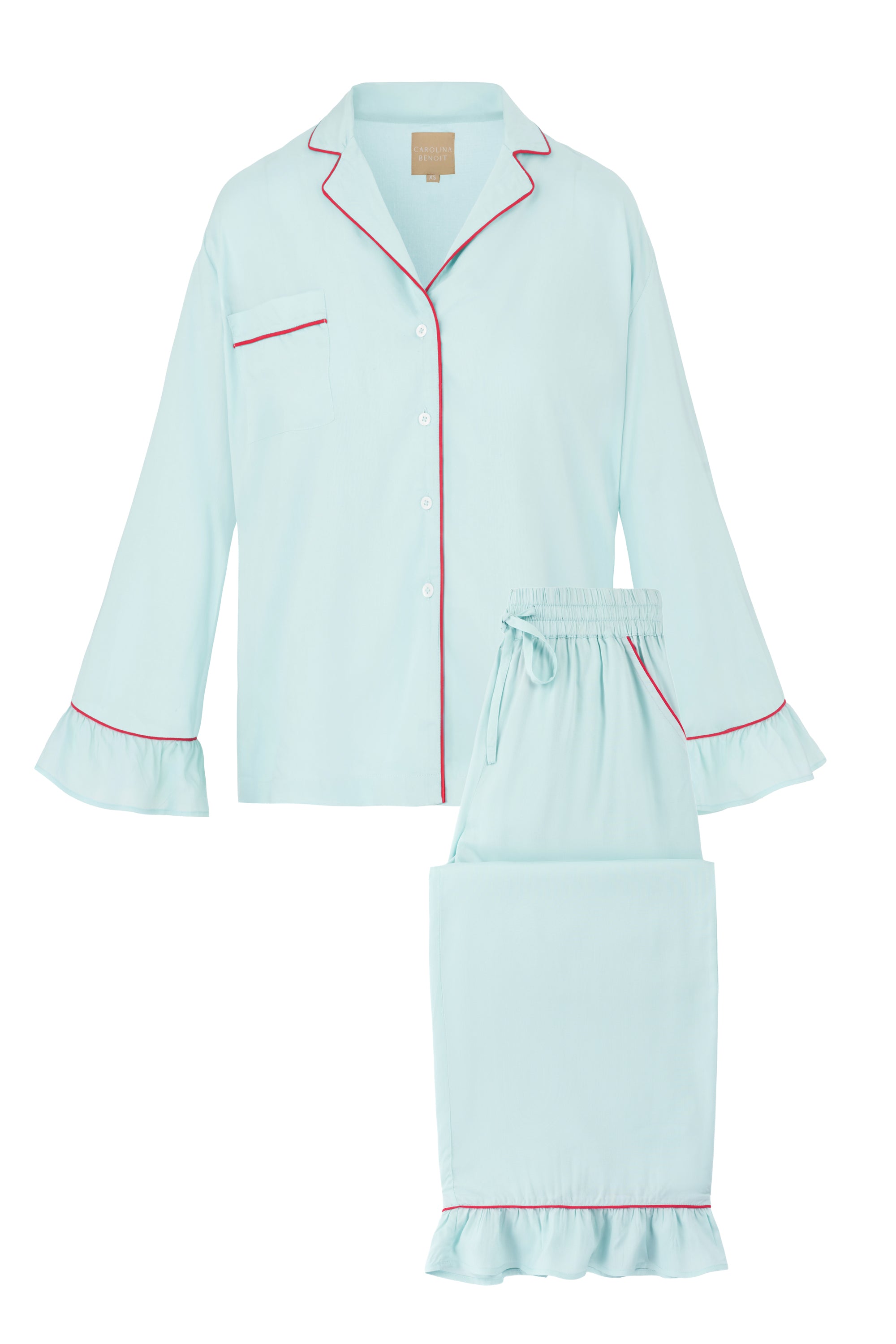Luxury Bamboo Pajama Set Women | Blue & Red
