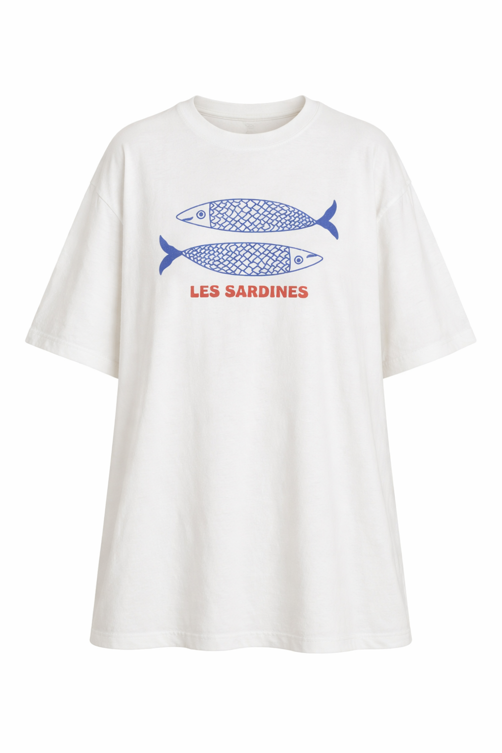 Les Sardines Oversized Graphic Tee | French-Inspired Coastal T-Shirt