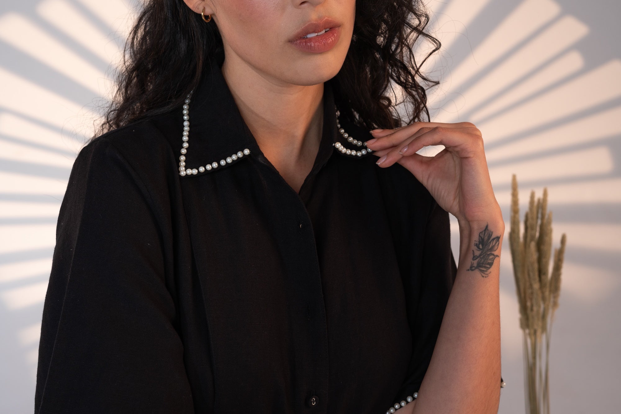 Cafe Au Lait Pearled Dress Noir