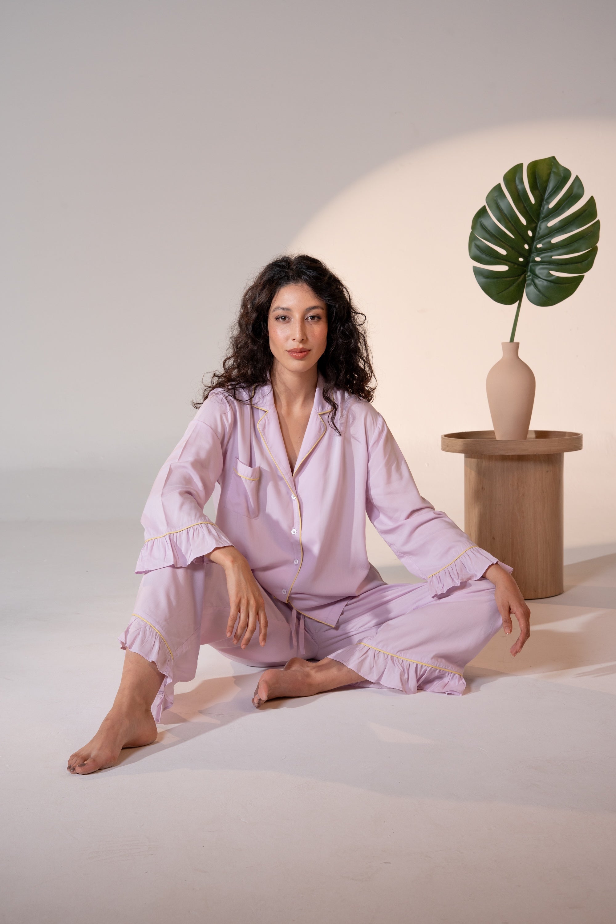 Luxury Bamboo Pajama Set Women | Purple & Green