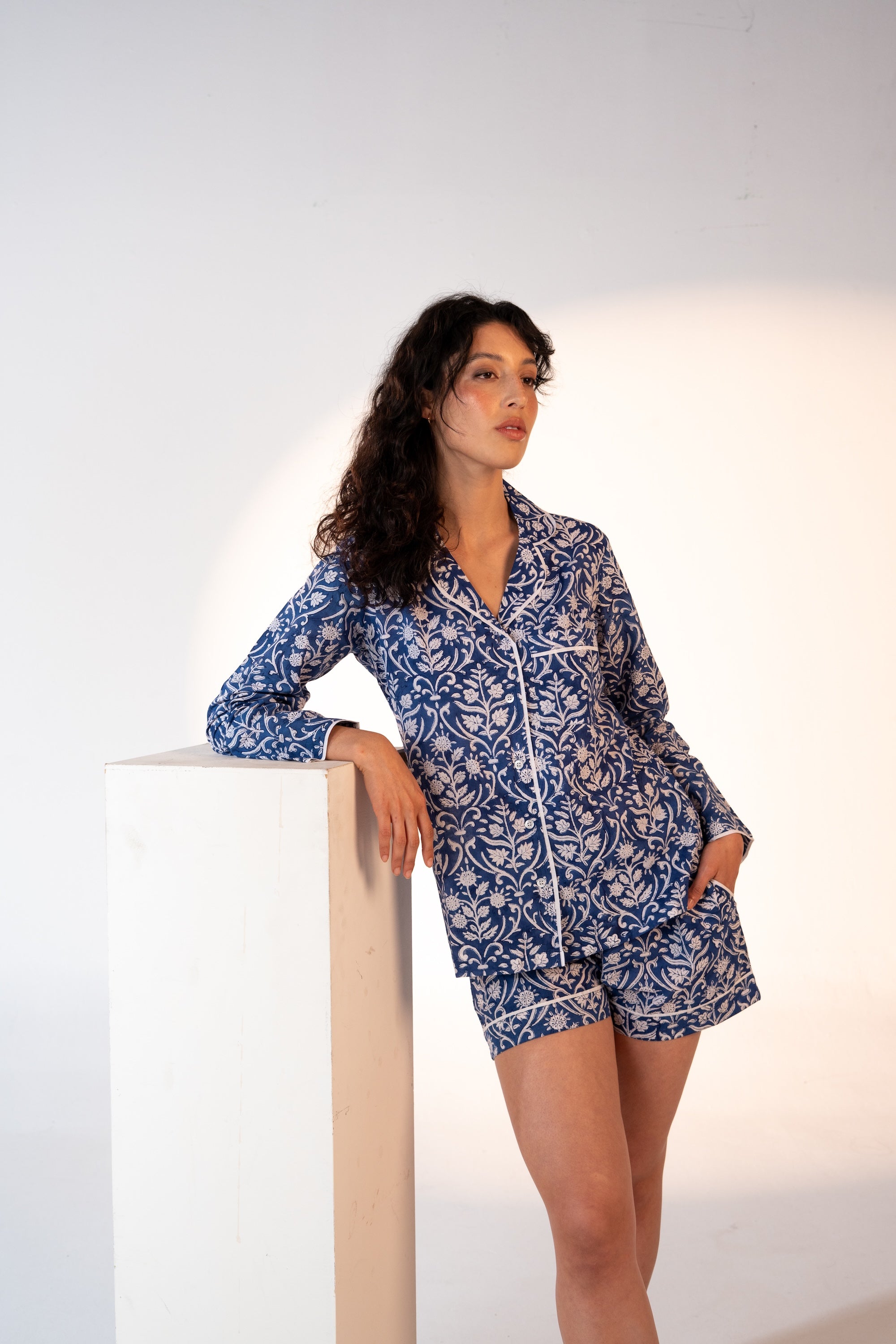 Midnight Vine Block Print Short Pajama