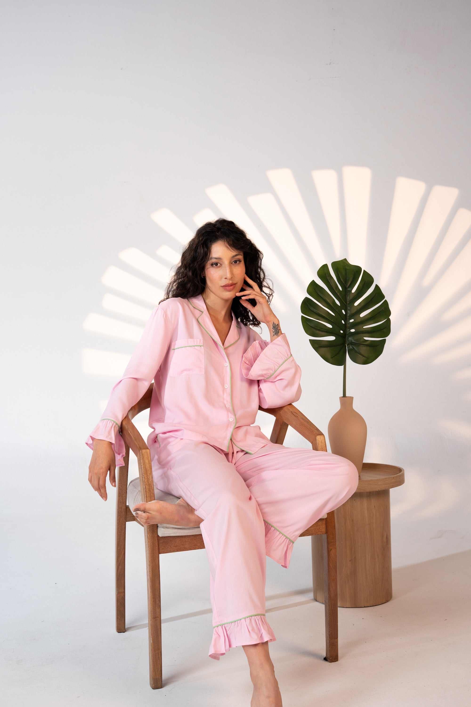 Luxury Bamboo Pajama Set Women | Pink & Green