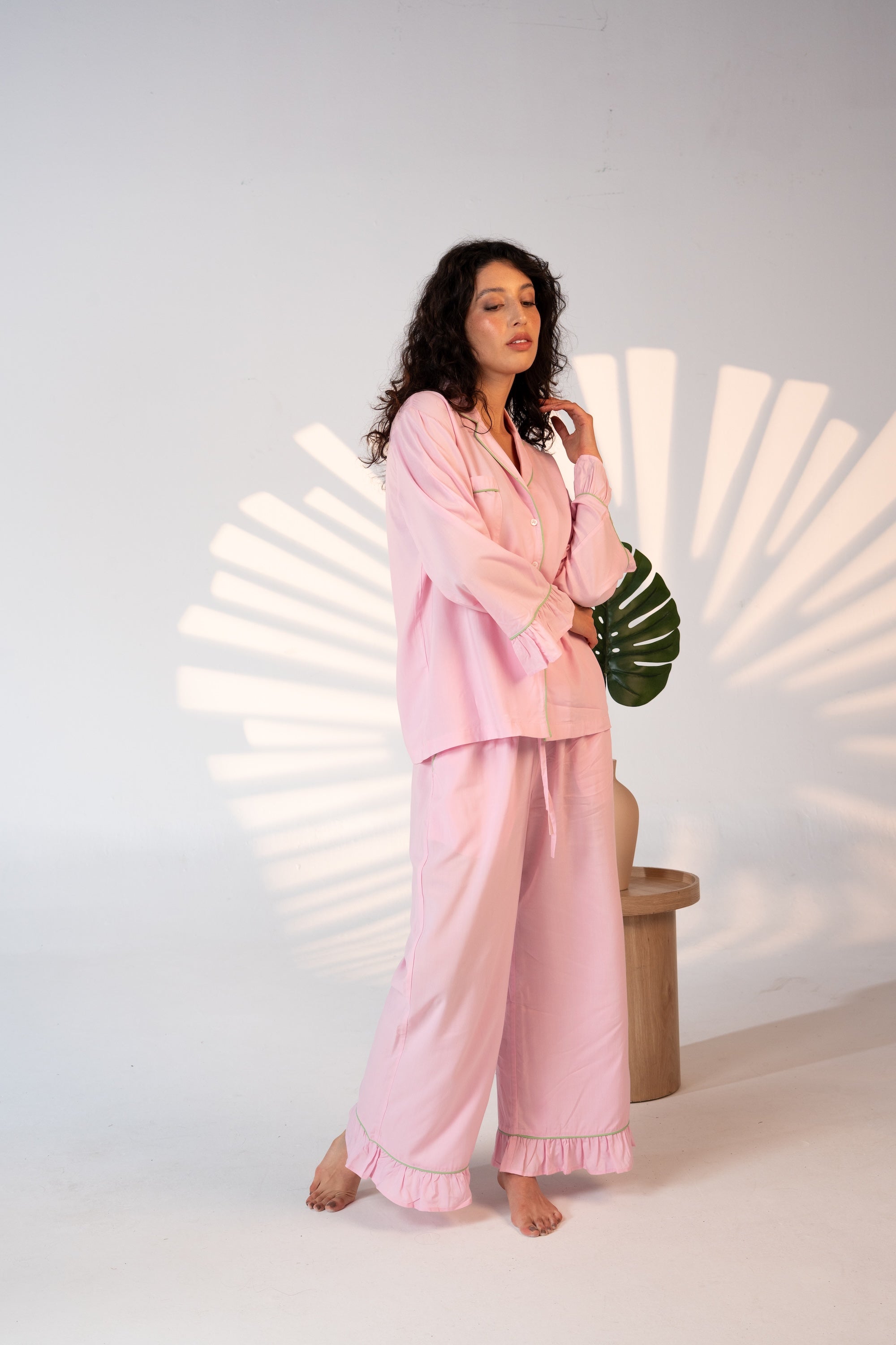Luxury Bamboo Pajama Set Women | Pink & Green