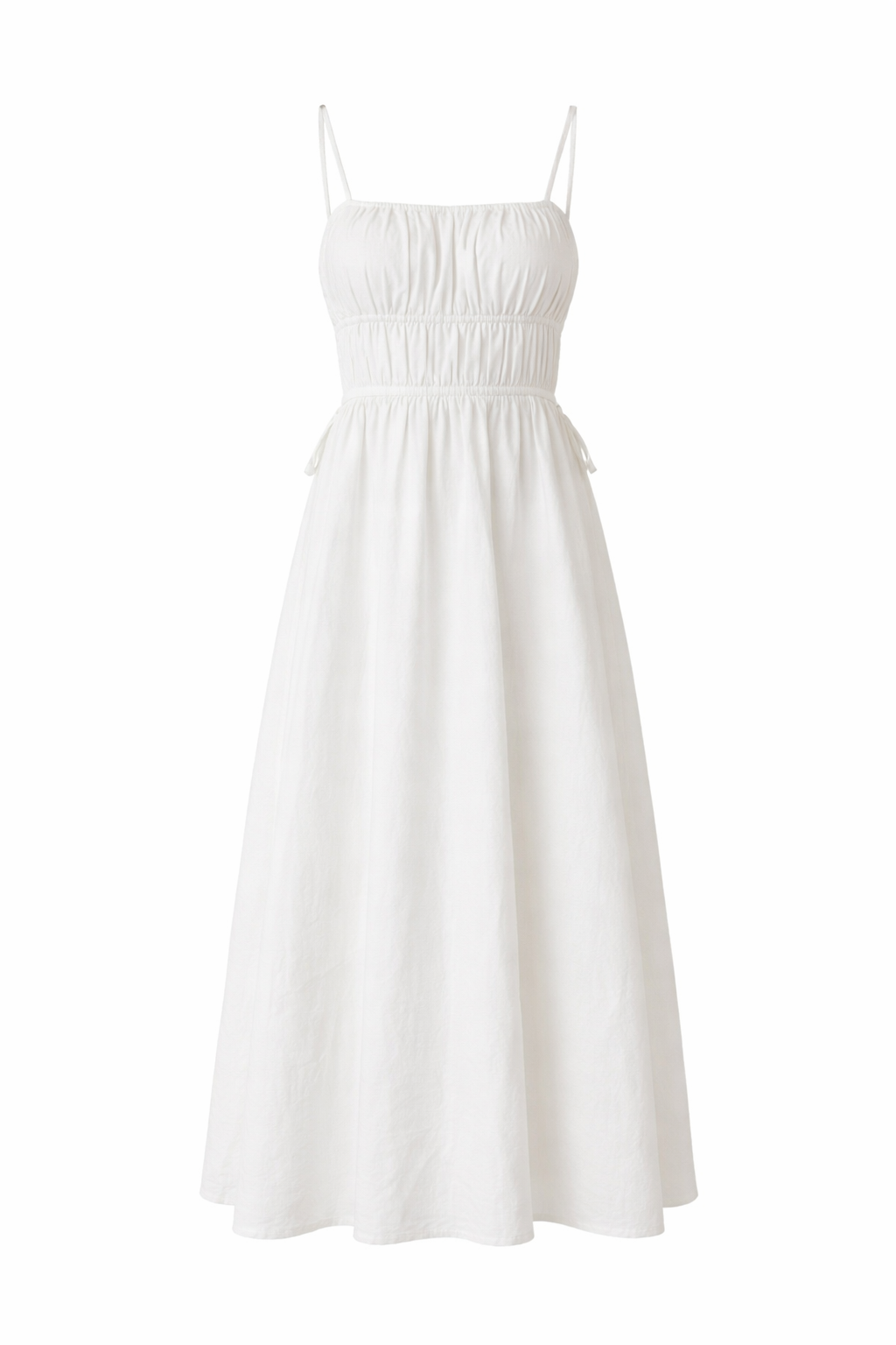 Linen Ruched Maxi Dress