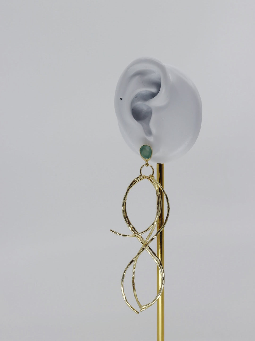 Gold-Plated Spirals with Jade Teardrops
