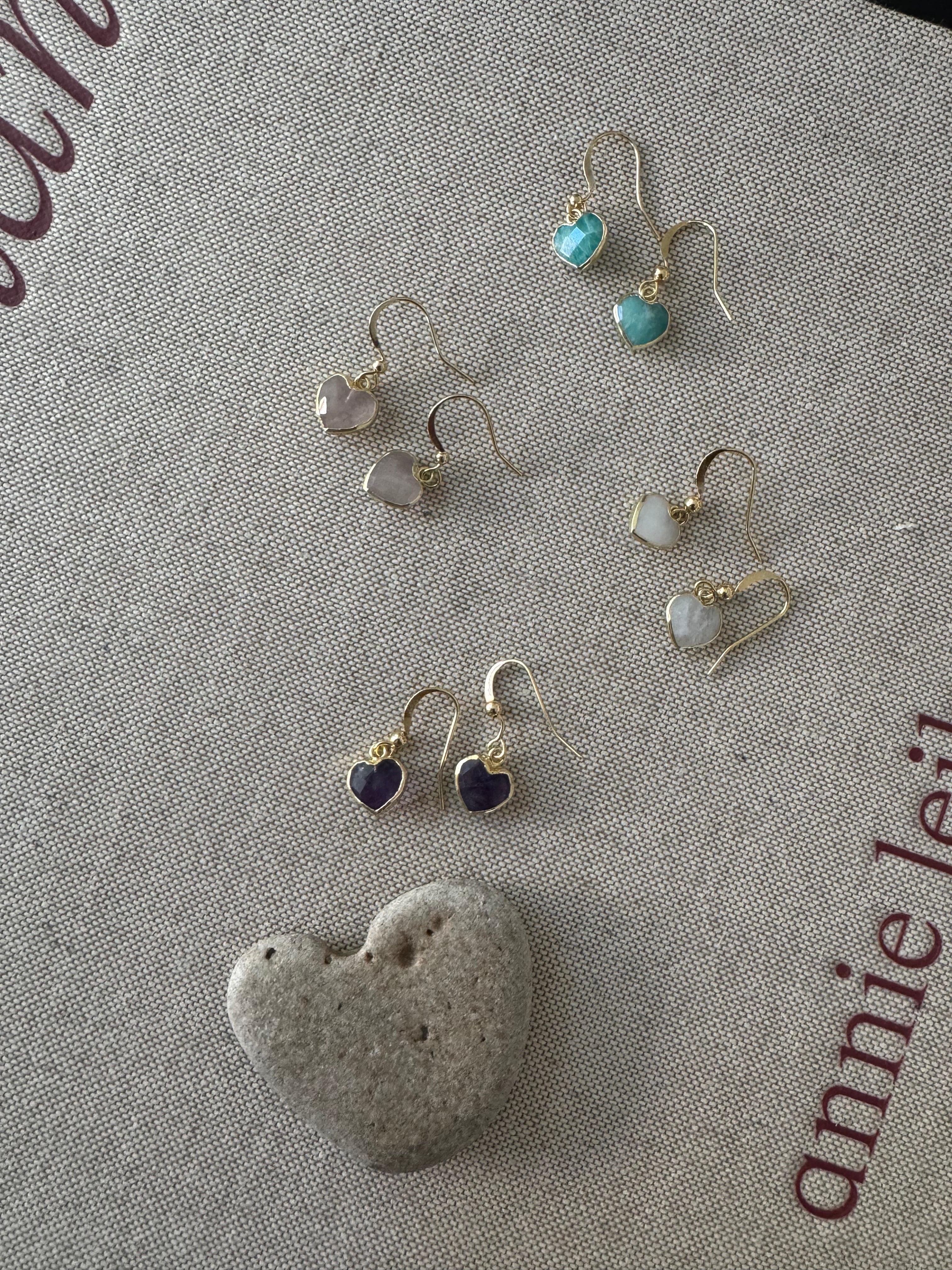 Rose Quartz Tiny Hearts Earrings