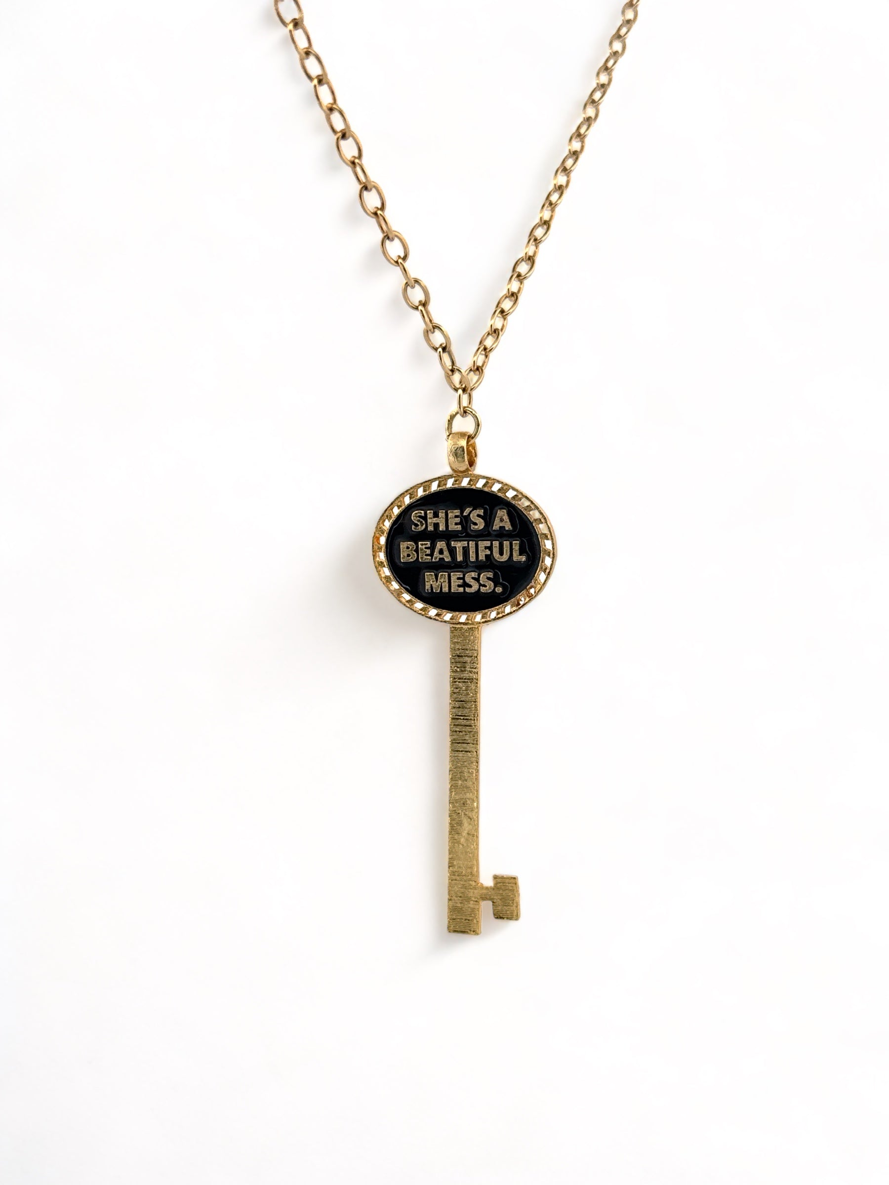She’s a beautiful mess key, handmade key pendant necklace