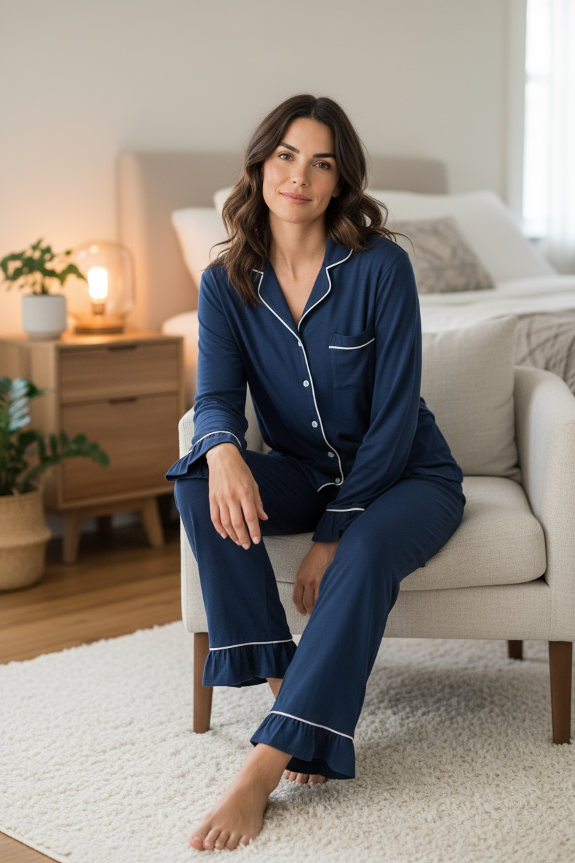 Pre-Order Chanukah Luxury Matching Set Pajama Navy Blue