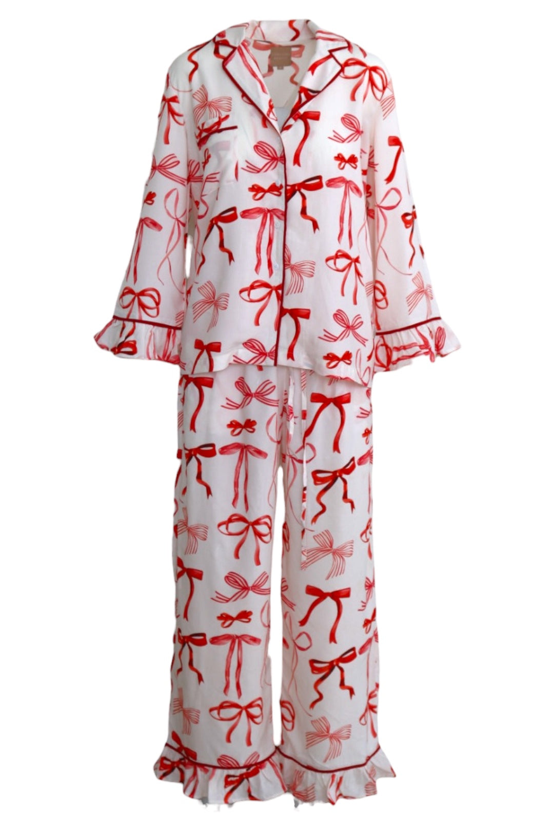 Bow Print Luxury Pajama Set Long