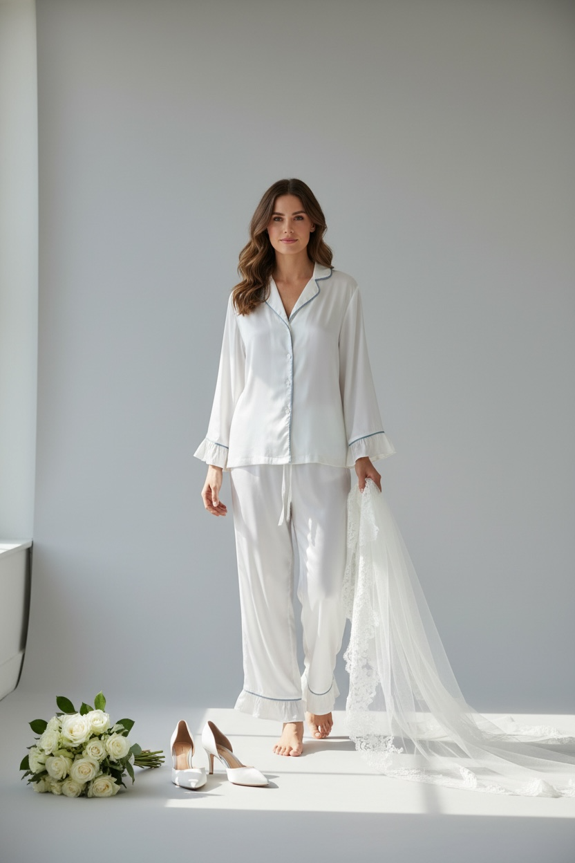 Something Blue Bridal Silk Luxury Pajama Set