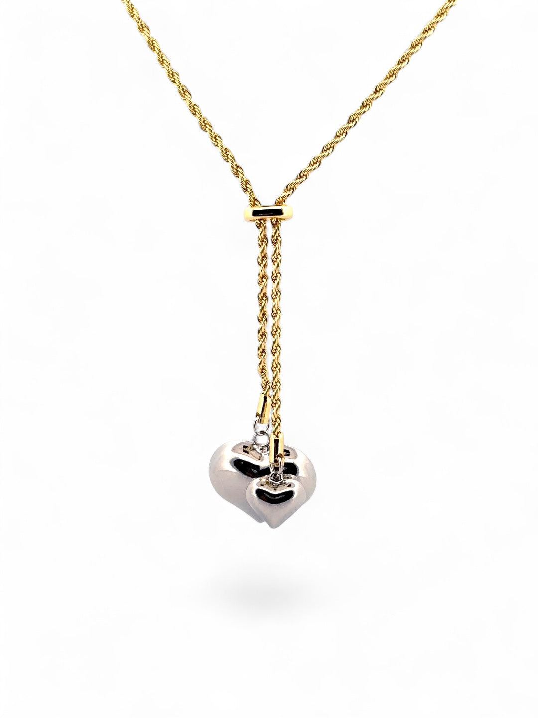 Lariat Double Heart Necklace Big Edition