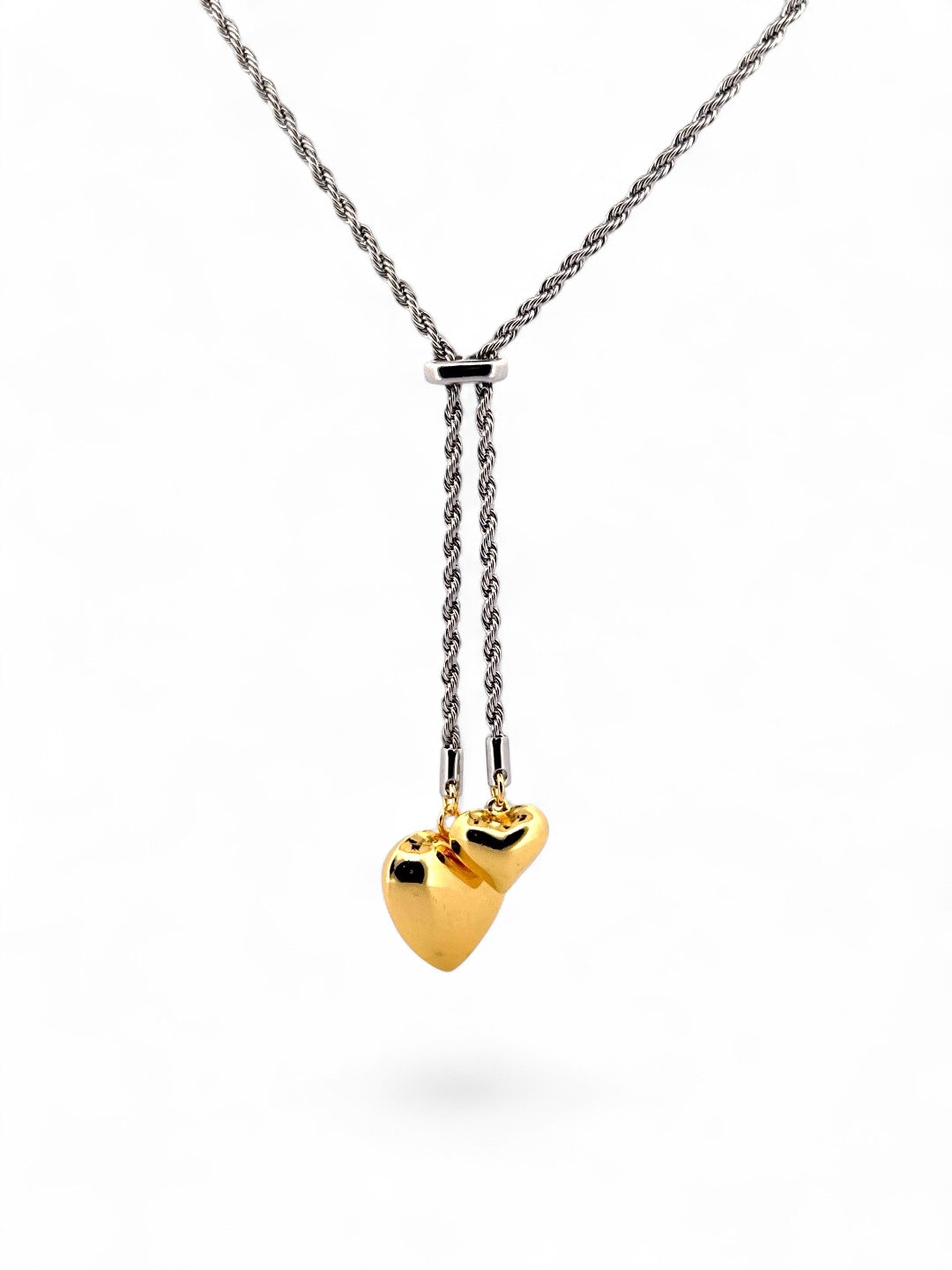 Lariat Double Heart Necklace Big Edition