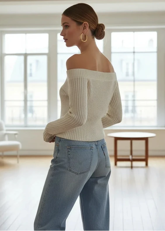 Deadstock Off The Shoulder Knit Sweater