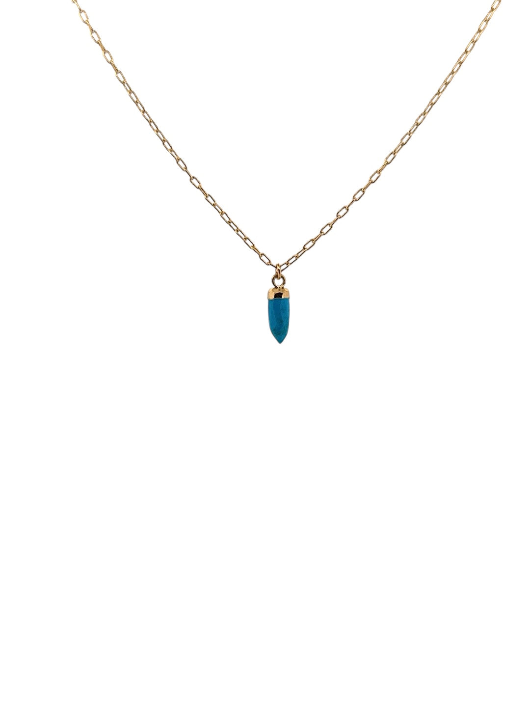 Mini apatite crystal charm necklace on gold chain