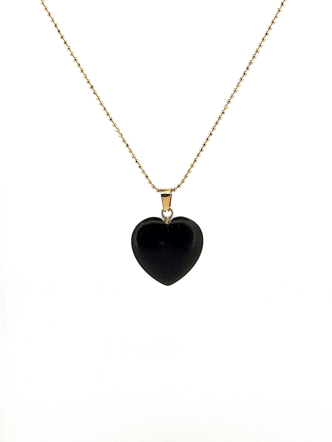 Aura Heart Black Agate Necklace