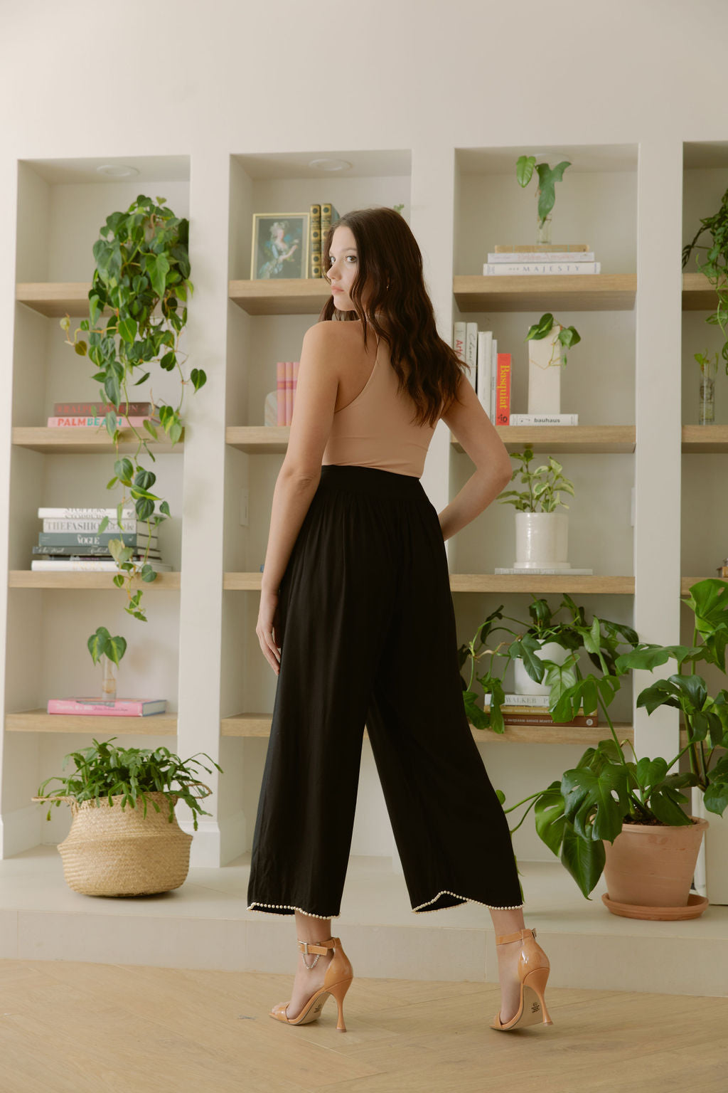 Marrakech Black Pants With Pearled Hem