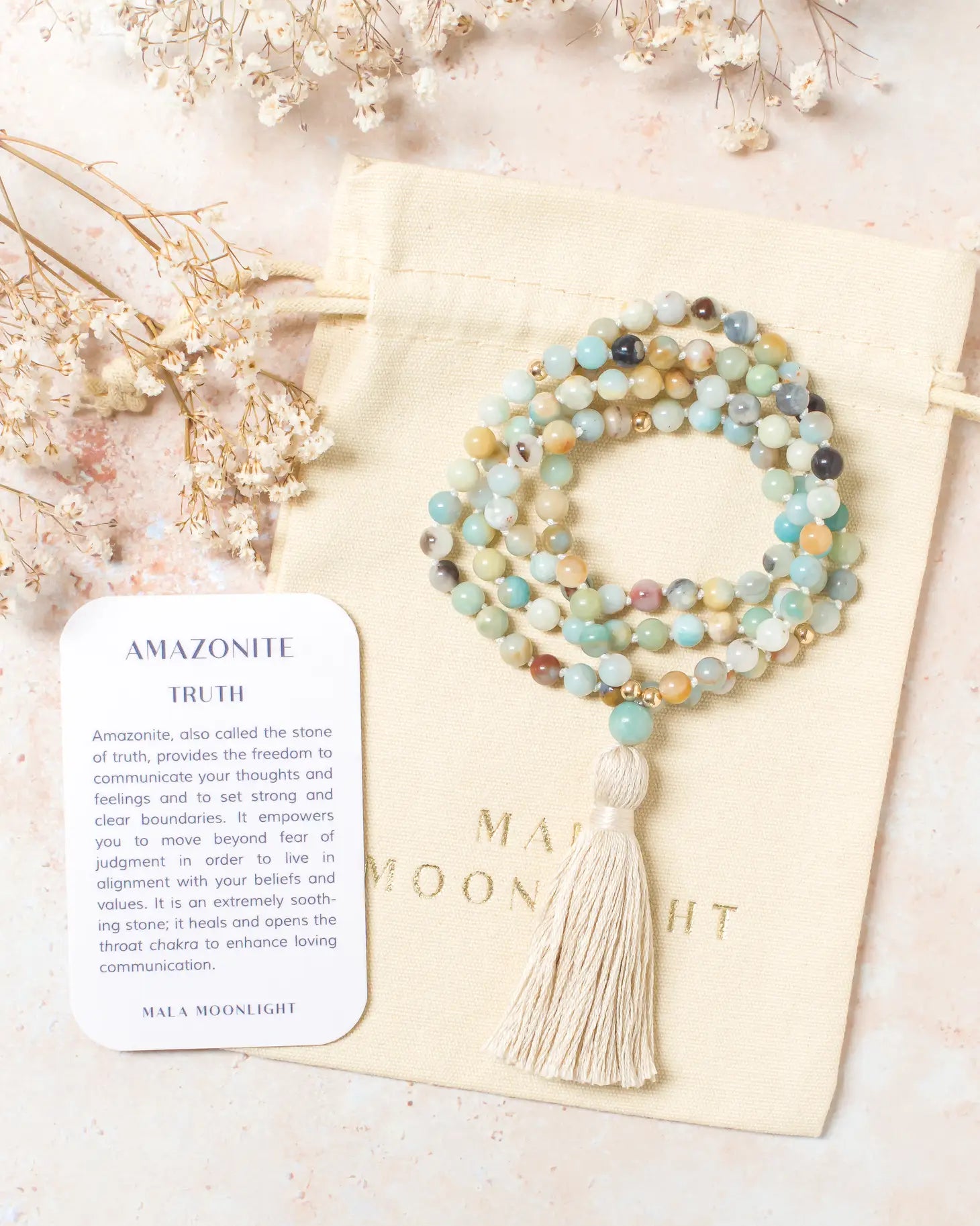 Amazonite mala necklace