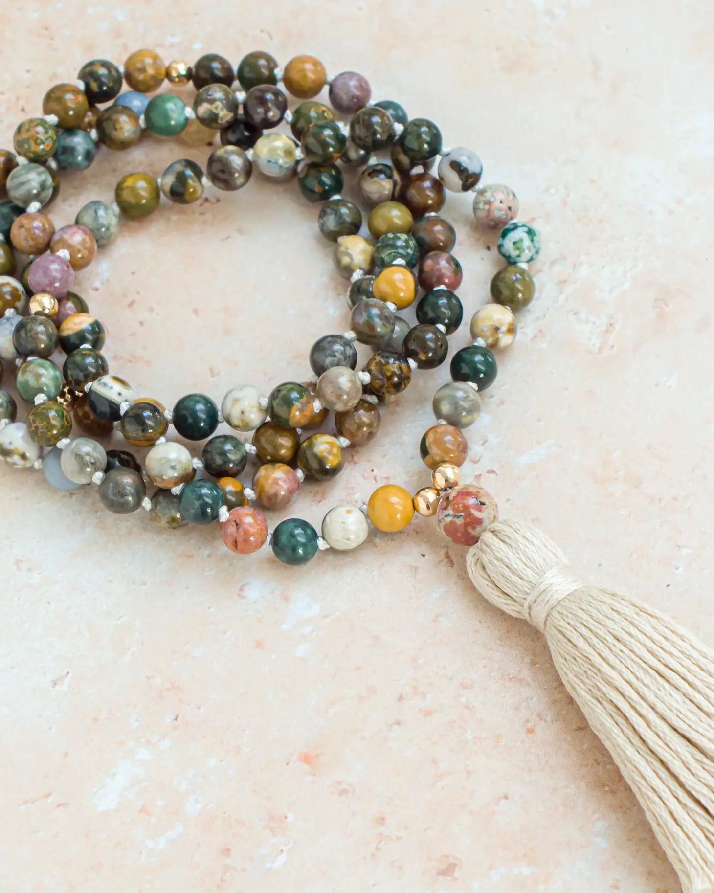Ocean Jasper Mala Beads Necklace