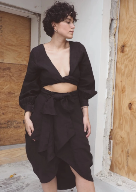 SAMPLE SALE - Cocoon Black Linen Skirt