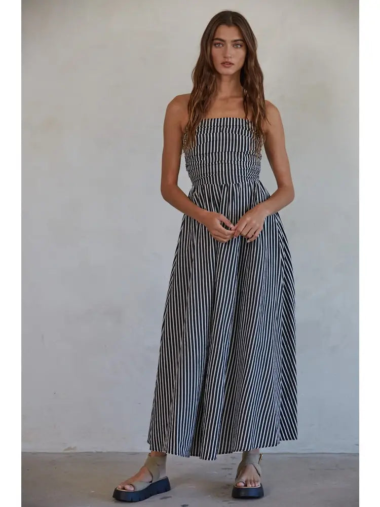 Stripped Black And White Maxi Dress