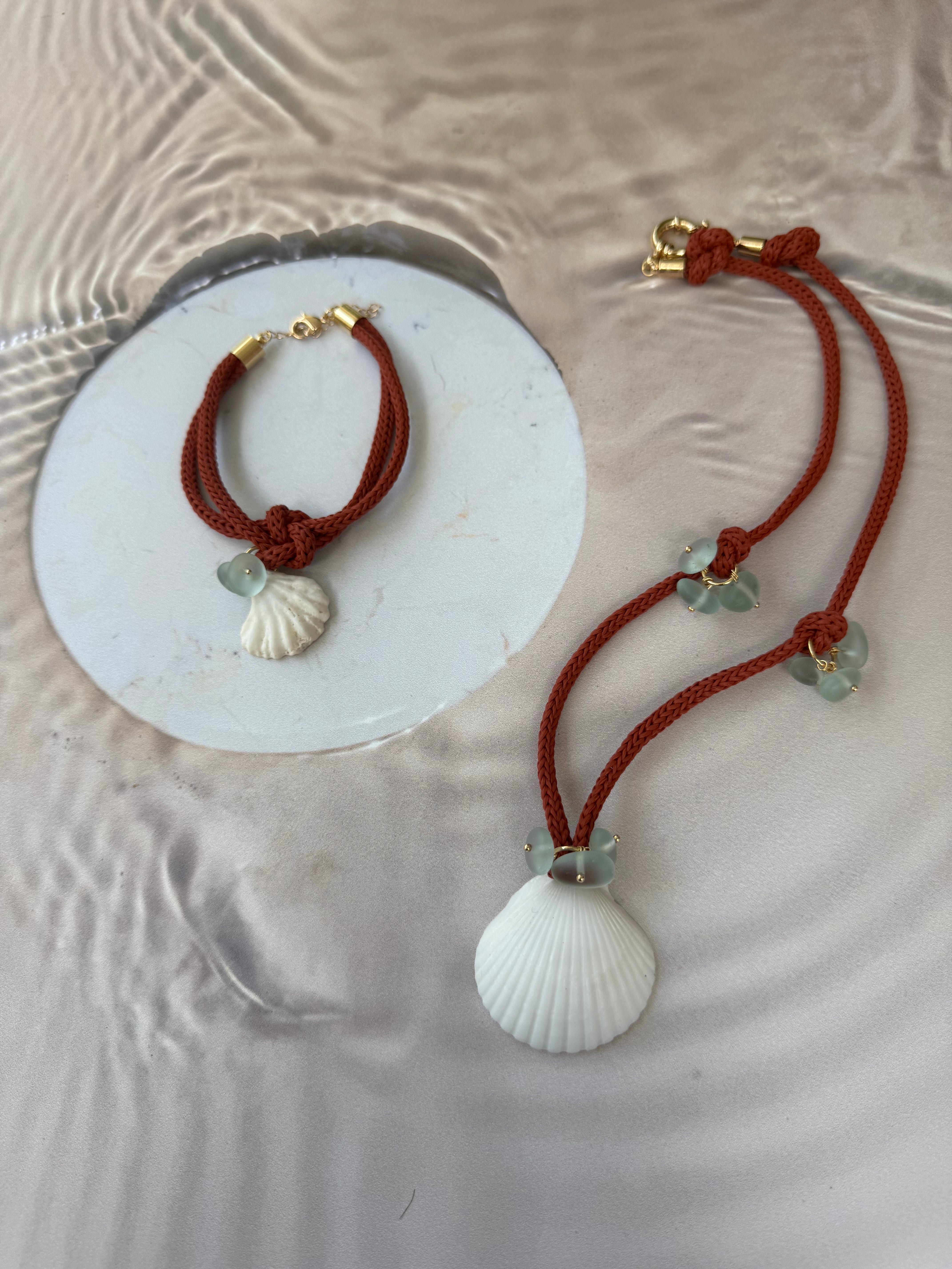 Cassis Cord Necklace With Seashells & Seaglass