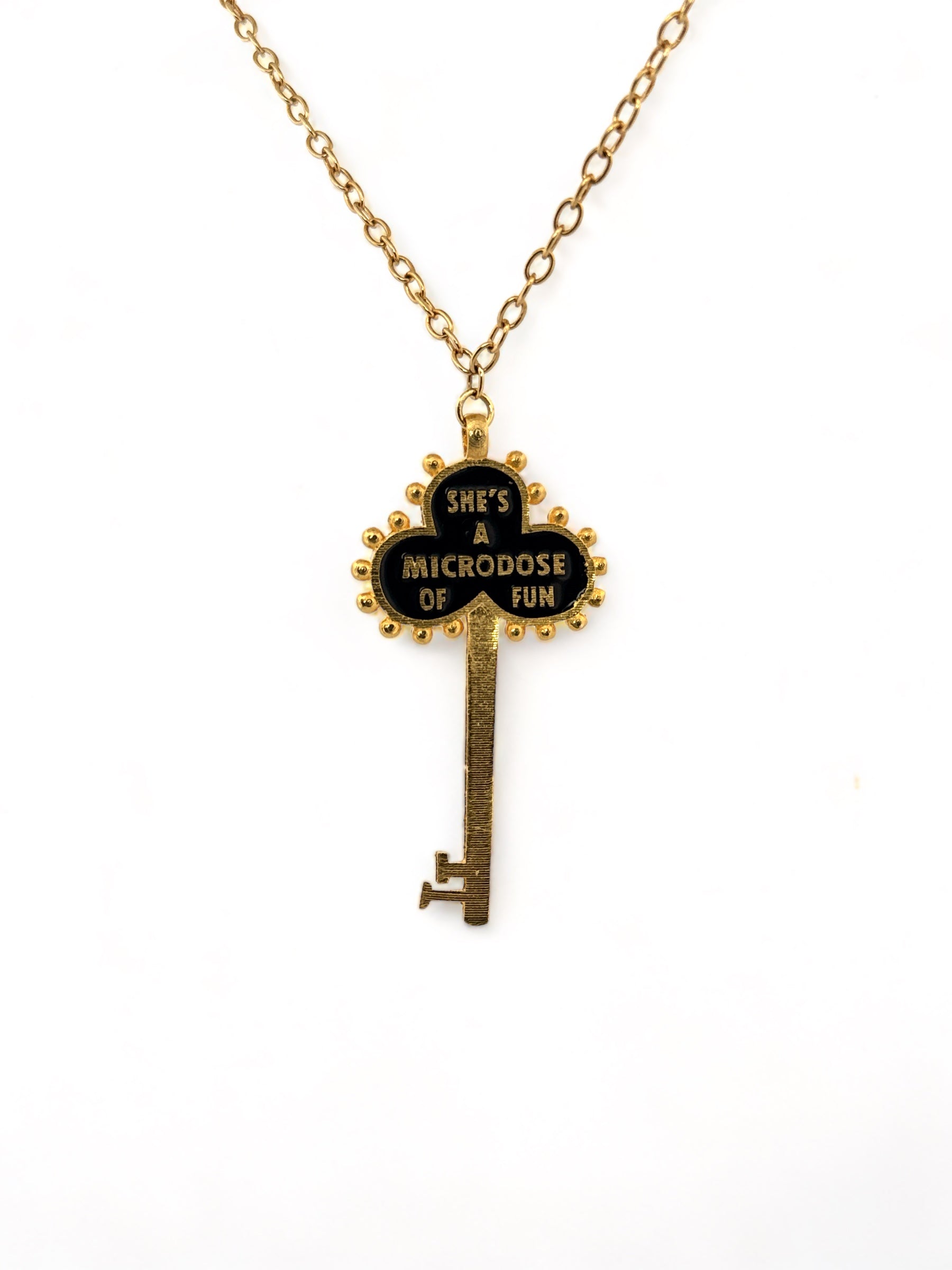 She’s a microdose of fun necklace key hanamde statement piece