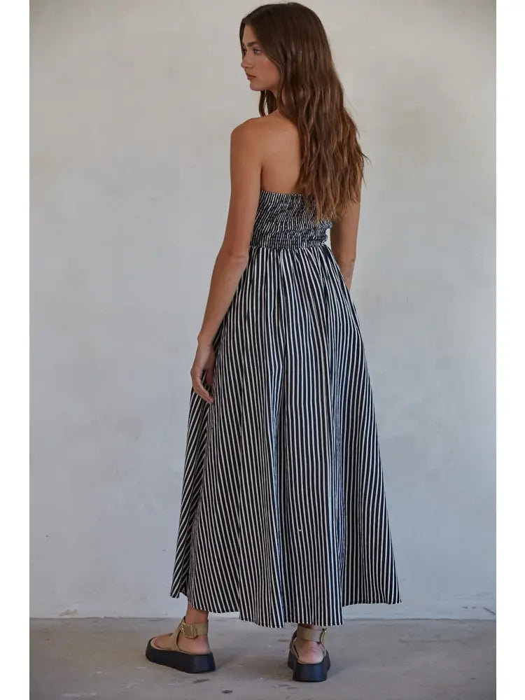 Stripped Black And White Maxi Dress