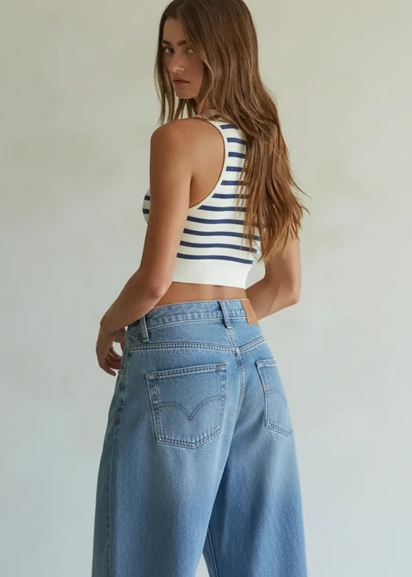 Knit Seamless Ribbed Striped Racerback Brami