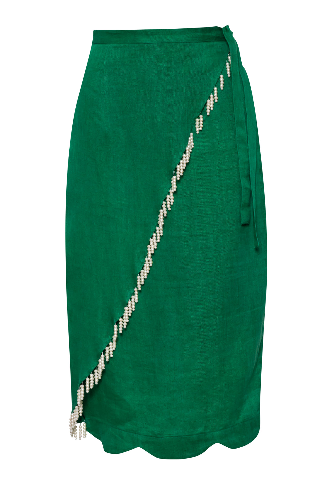 Ava Pearled Skirt in Green