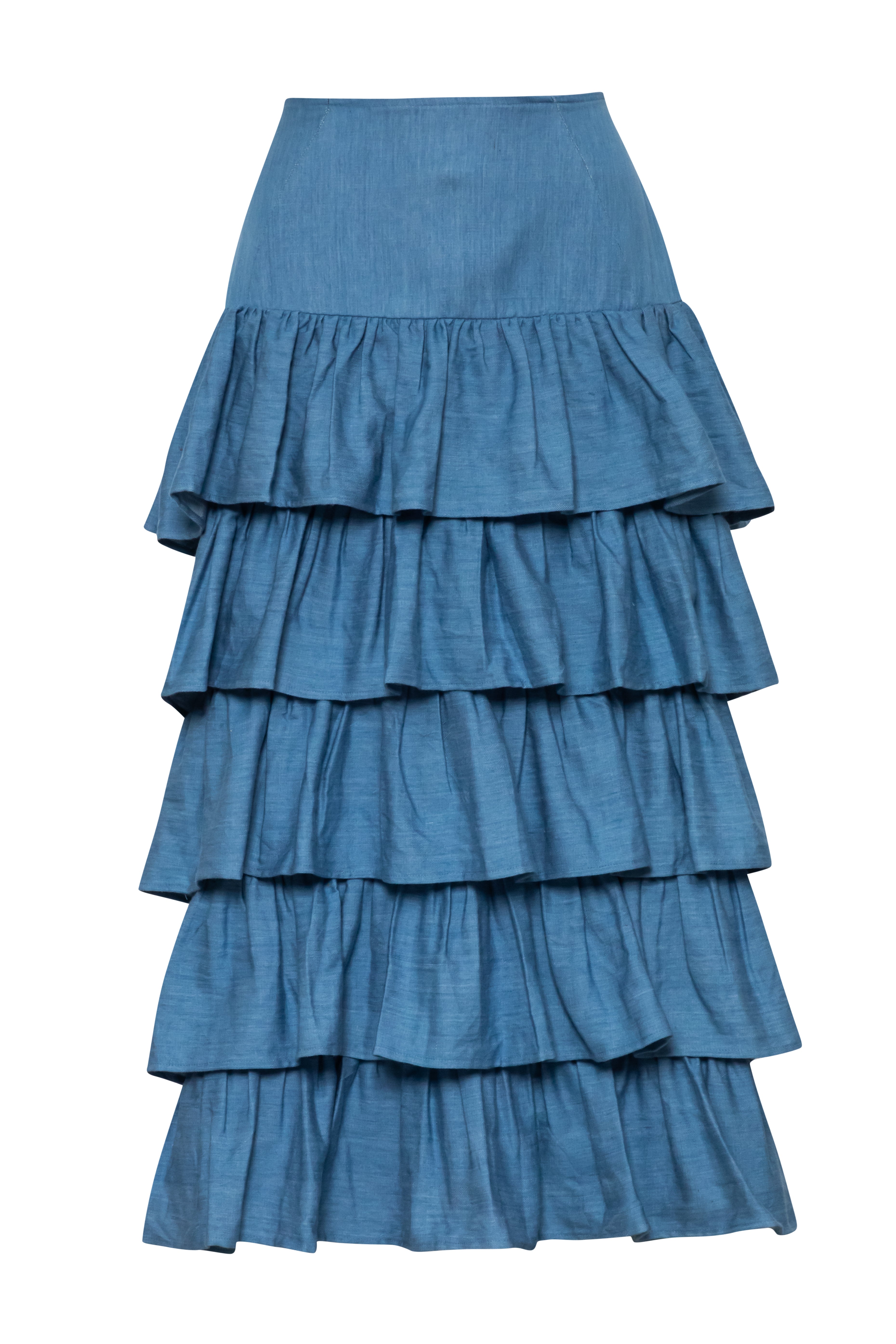 Palace Maxi Ruffled Skirt In Eco Denim
