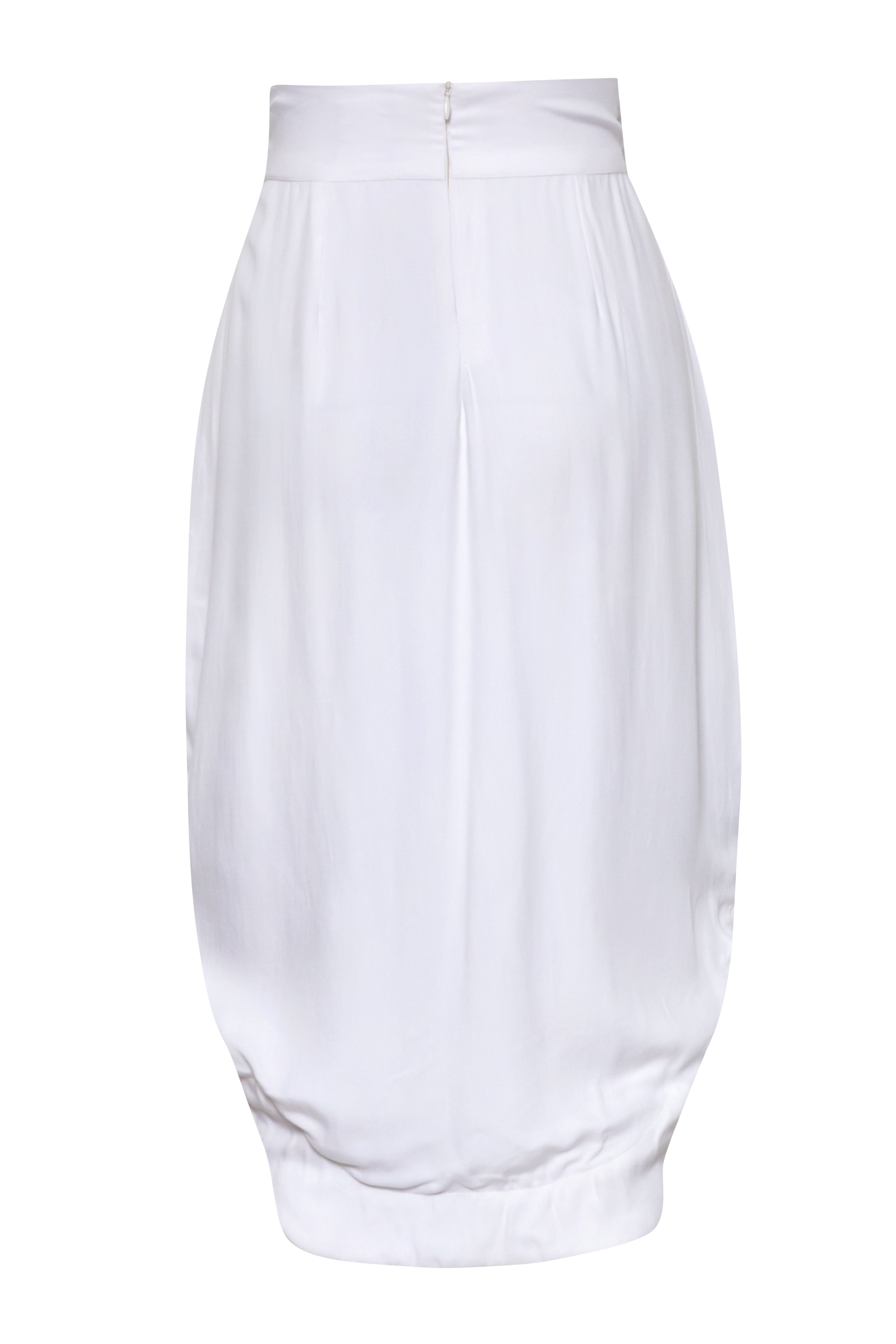 Tencel Eco Friendly Shop White Knee Length Skirt Draped Ethical