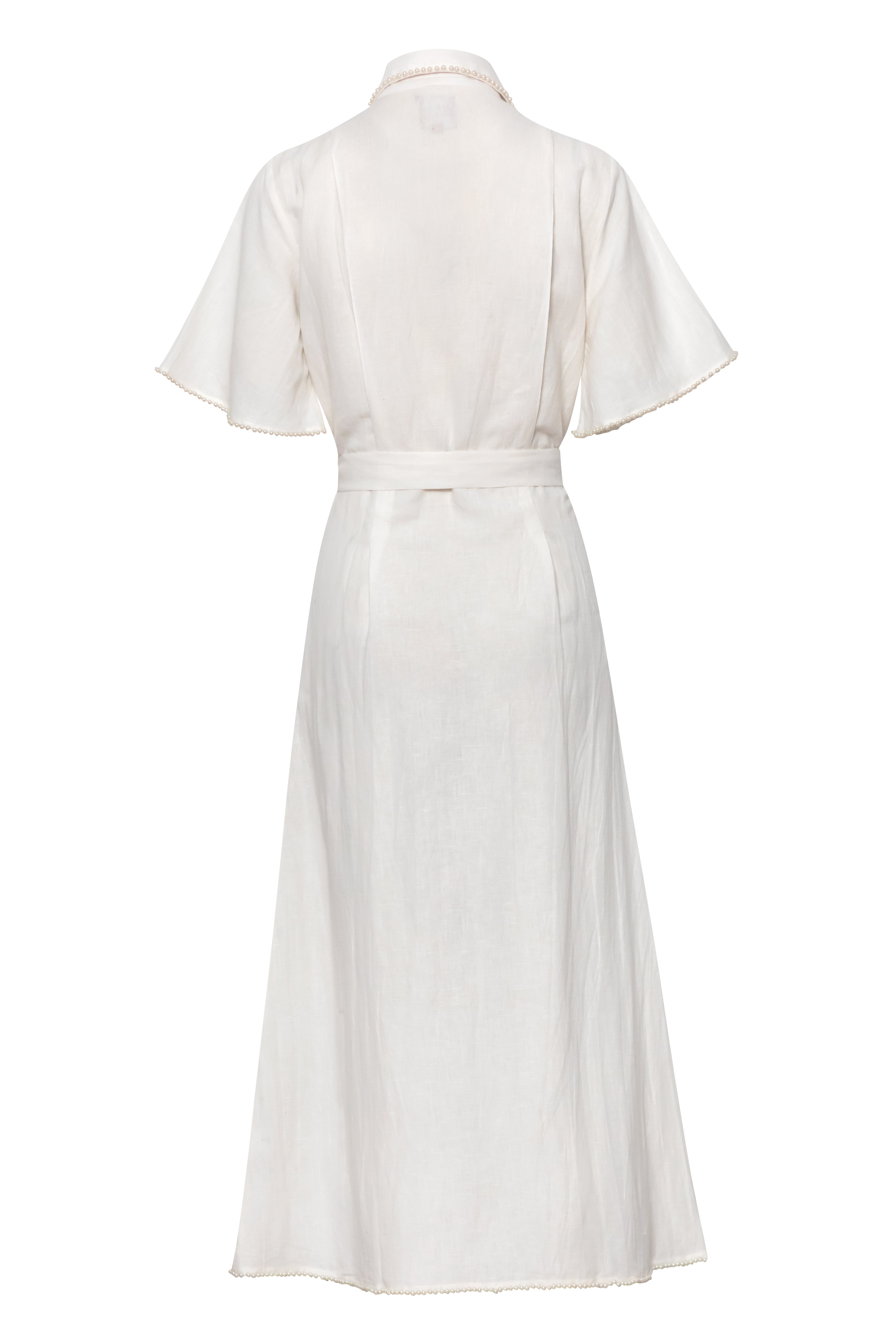 Cafe Au Lait Pearled Dress White