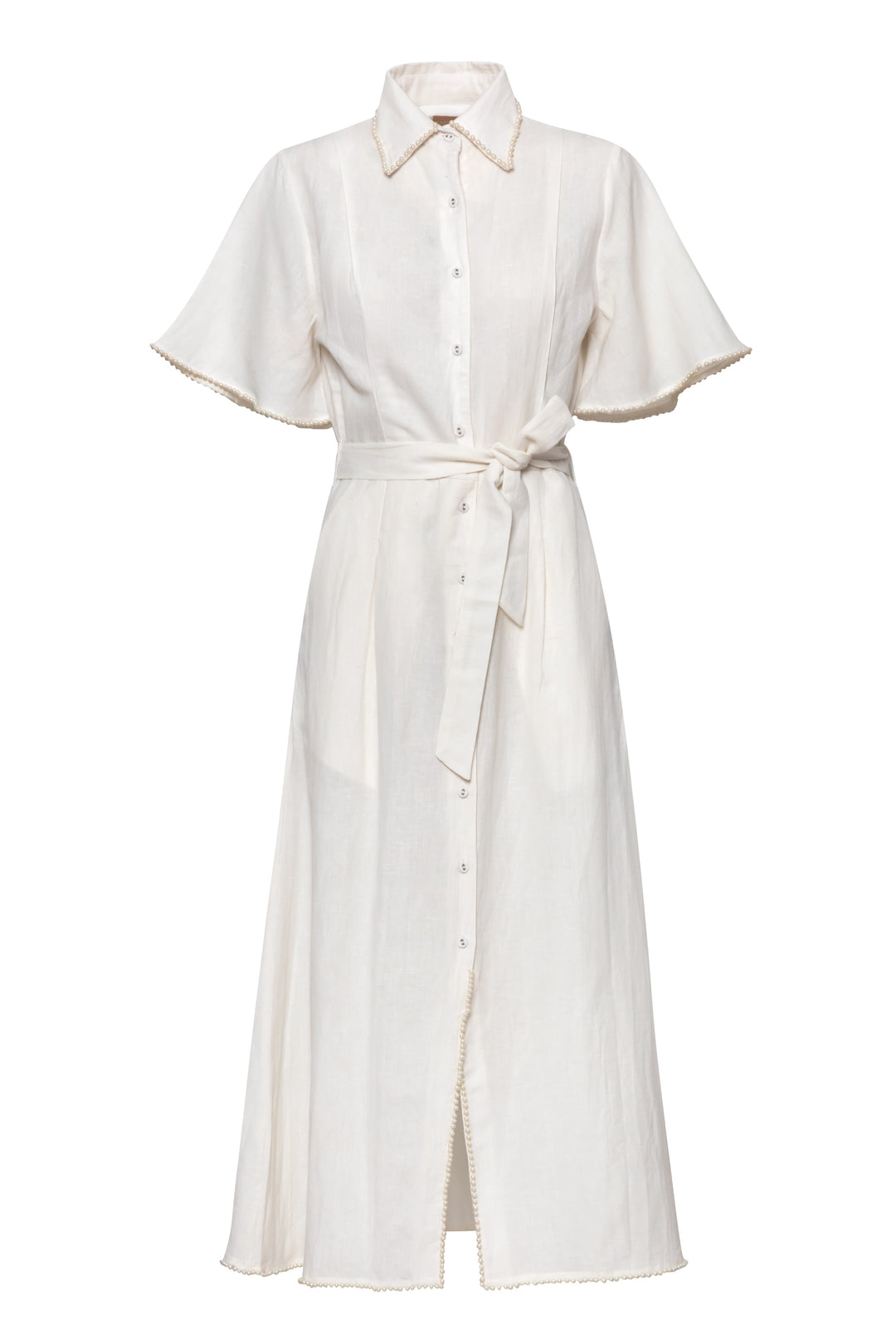 Cafe Au Lait Pearled Dress White