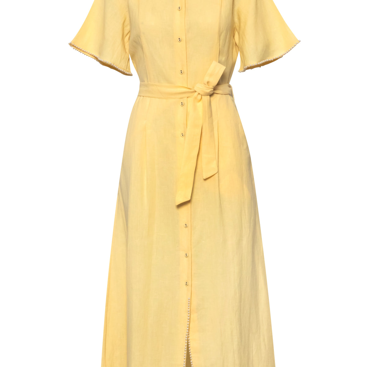 white christmas dresses Butter Yellow Floaty Cotton Dress with Lace Top main image 0