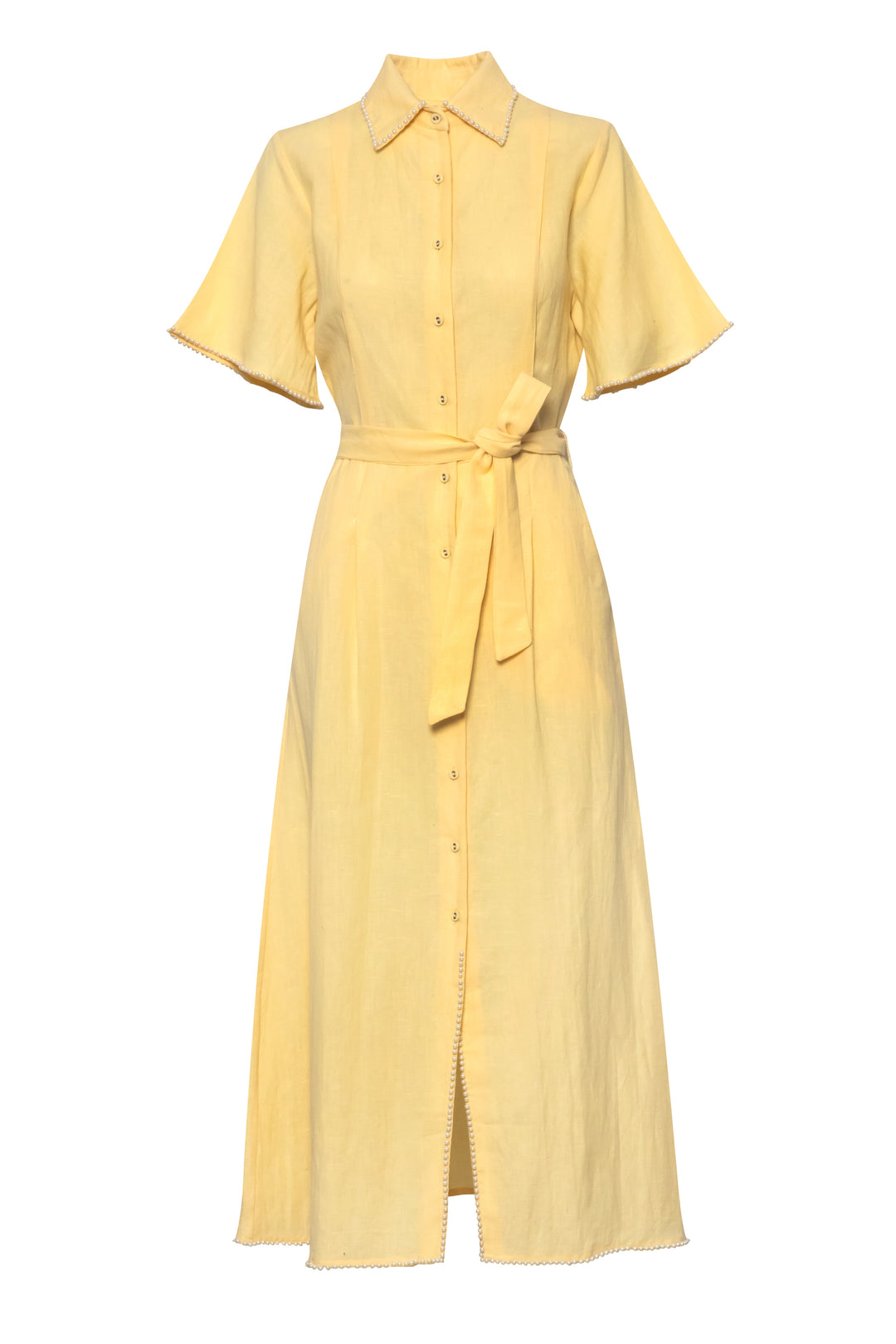 Cafe Au Lait Pearled Dress Butter Yellow
