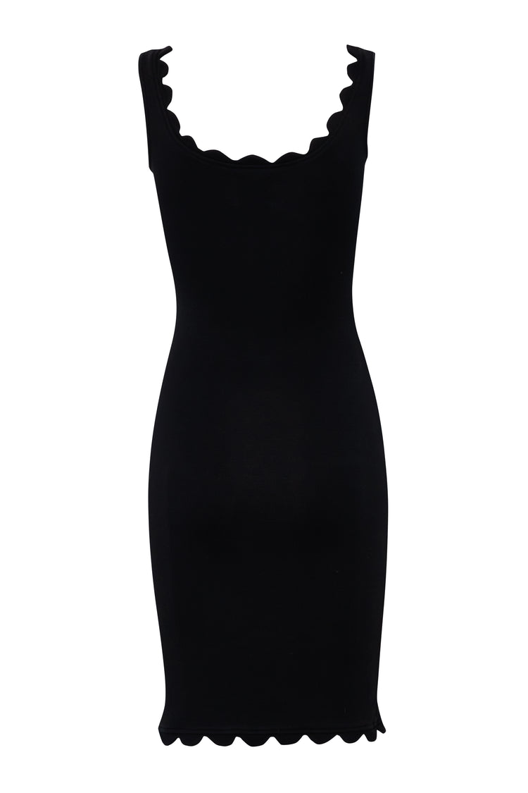 Black dress silhouette on a white background