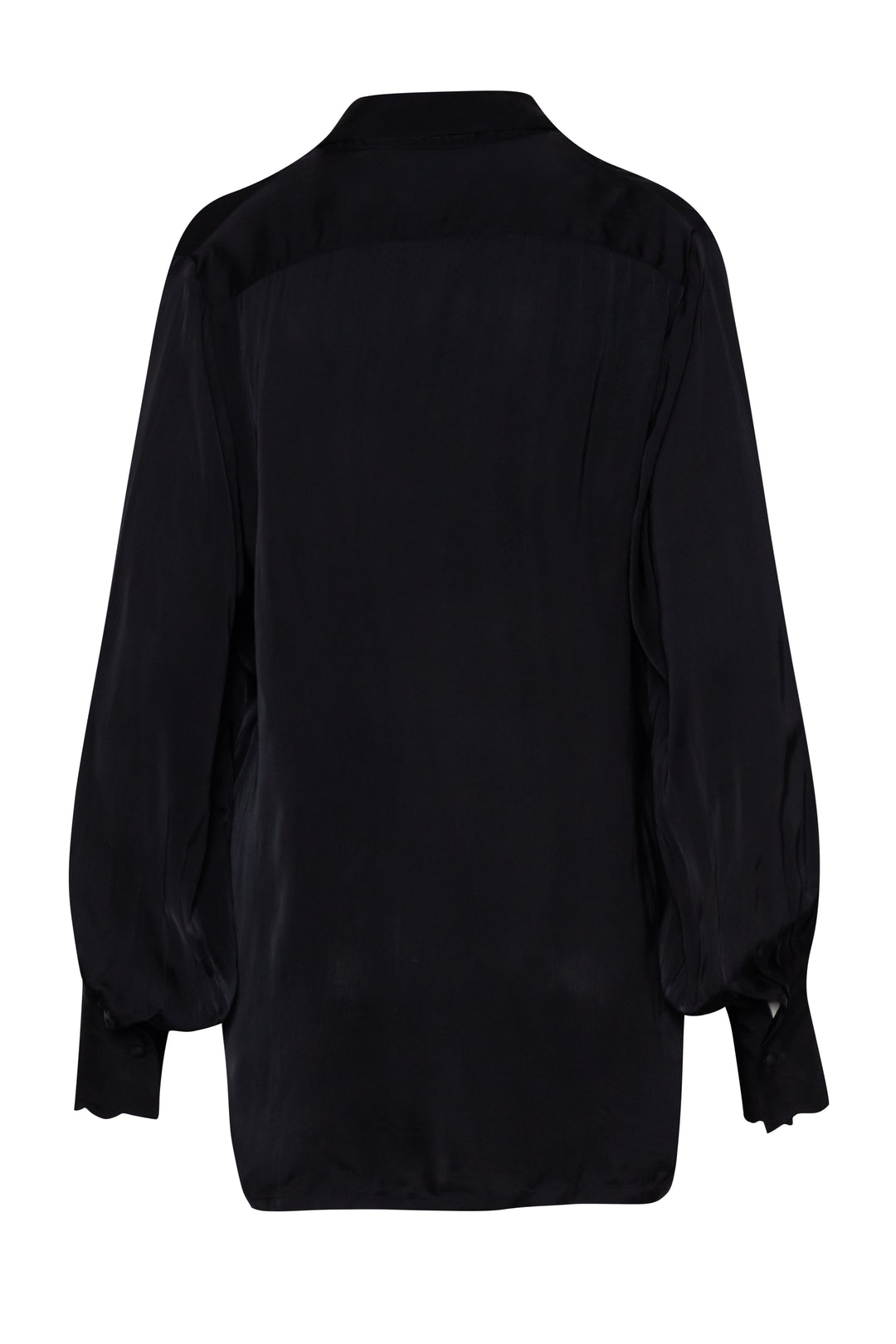 Black Vegan Silk Waiting Top - Lined Buttons