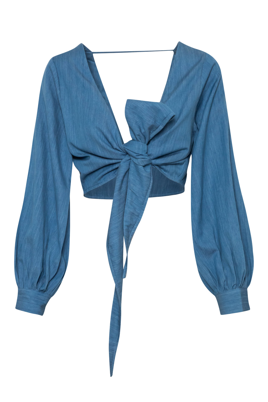 Adela Eco Hand Loomed Denim Tie Top