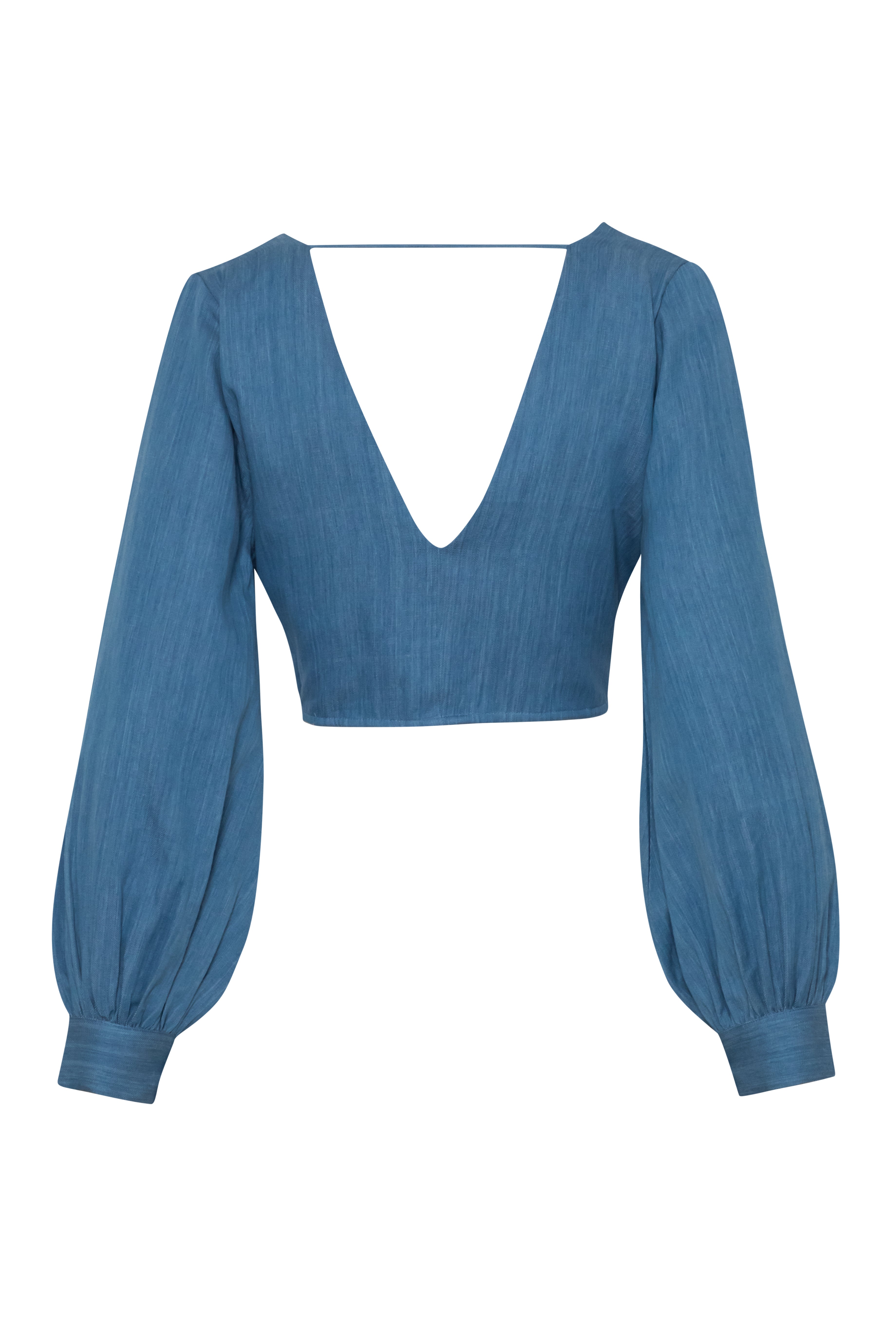 Adela Eco Hand Loomed Denim Tie Top