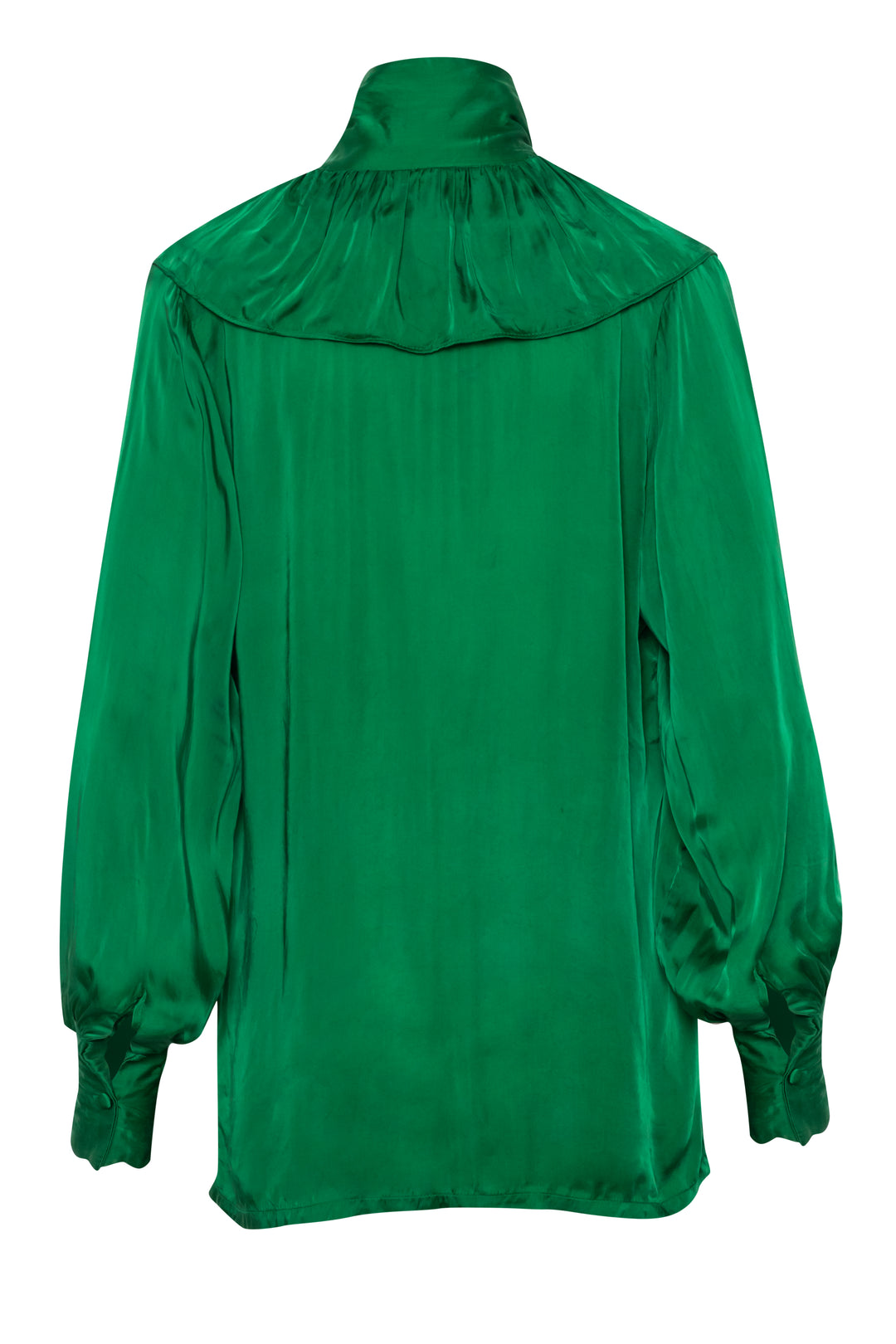 For Rose Vegan Silk Green Pussy Bow Top