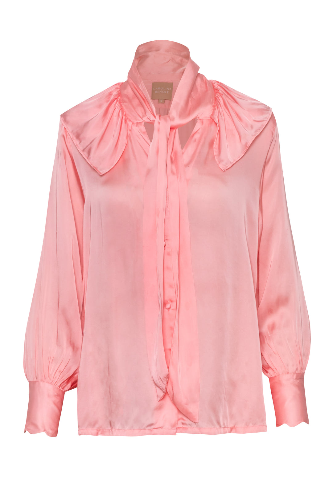 For Rose Vegan Silk Pink Pussy Bow Top