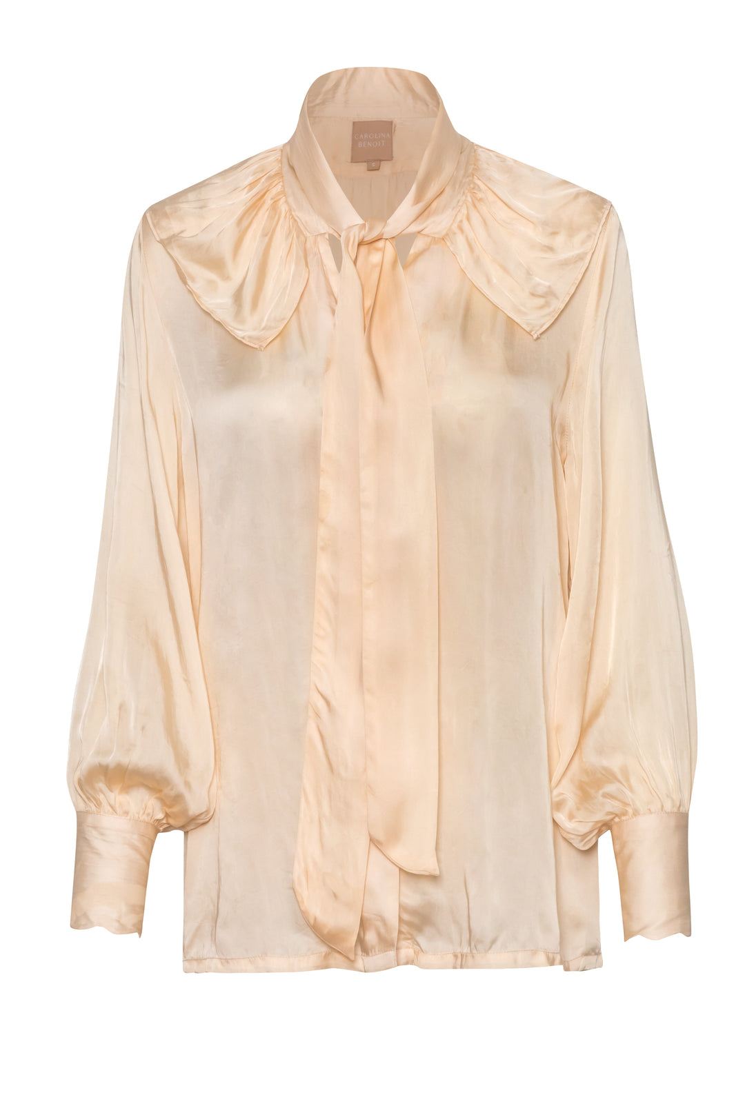 For Rose Vegan Silk Pussy Bow Top – Milkshake Beige