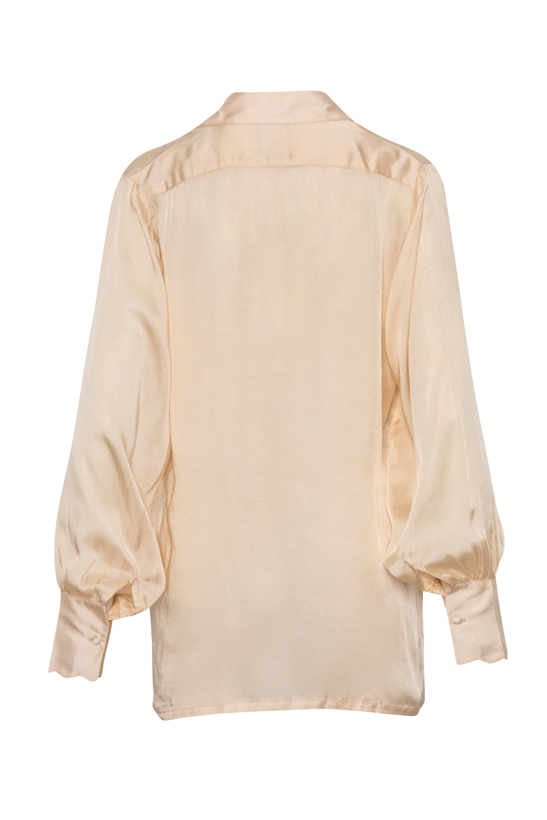 Beige Vegan Silk Waiting Top - Lined Buttons