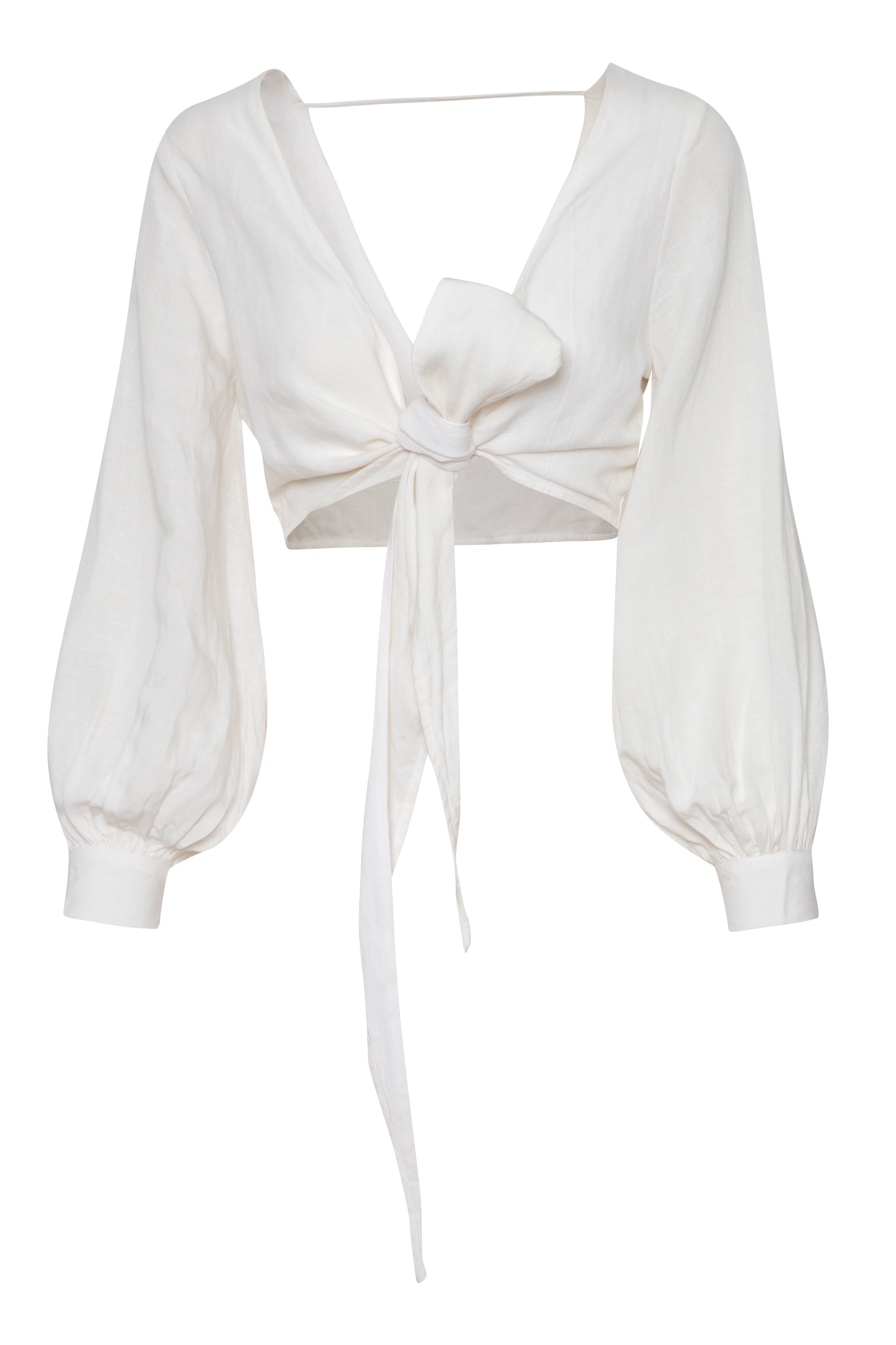 Adela Linen Wrap Top